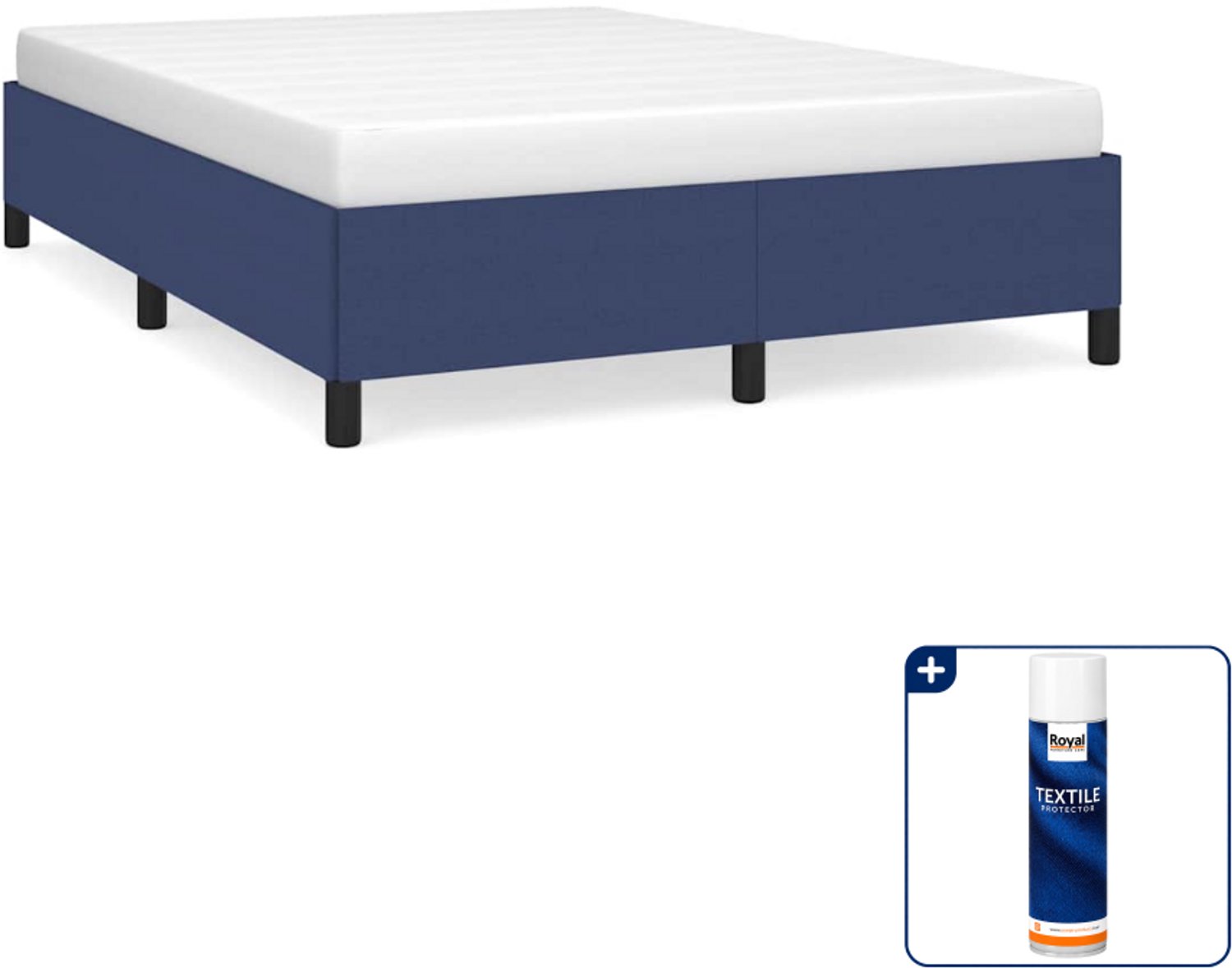 vidaXL bedframe - Small double - 140 x 200 cm - blauw - Inclusief textielbeschermer 500 ml