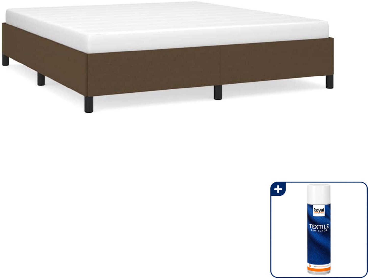 vidaXL Bedframe - Kingsize - 180 x 200 cm - donkerbruin - Inclusief textielbeschermer 500 ml