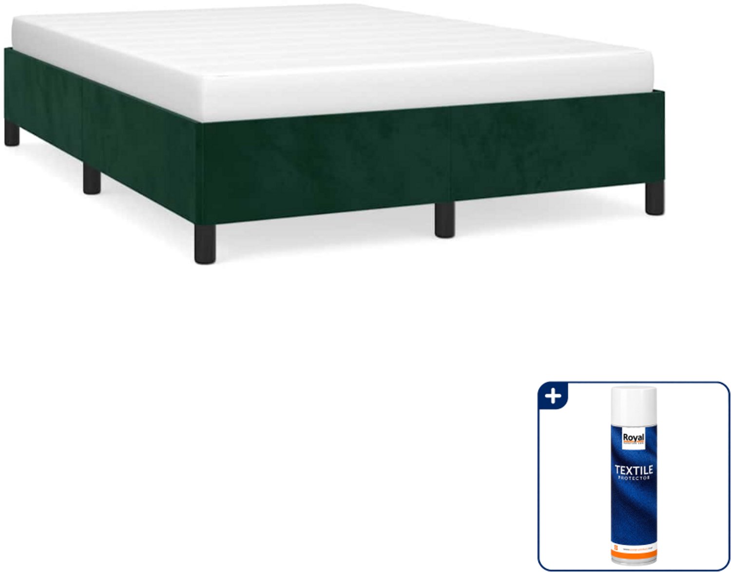 vidaXL Bedframe - Small double - 140 x 200 cm - fluweel - donkergroen - Inclusief textielbeschermer 500 ml
