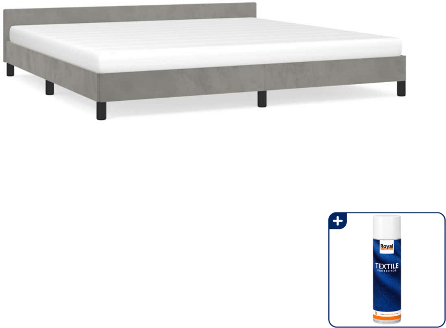 vidaXL Bedframe - 200 x 200 cm - fluweel - lichtgrijs - Inclusief textielbeschermer 500 ml
