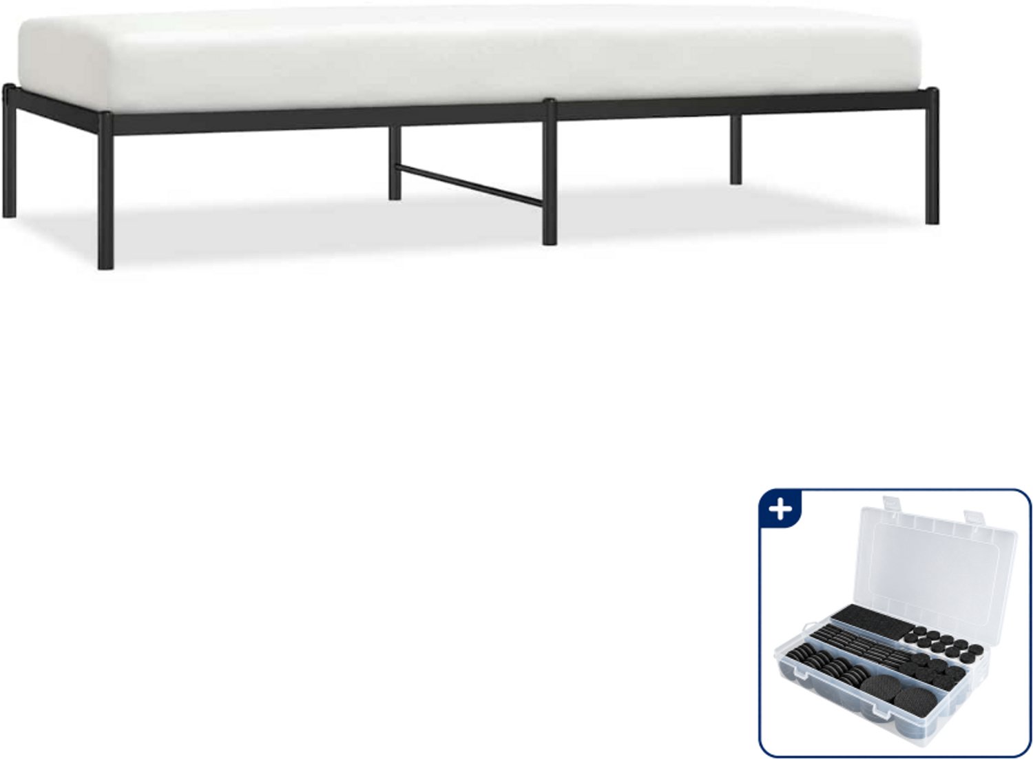 vidaXL bedframe - 90 x 190 cm - staal - zwart - Inclusief antikrasvilt 177-delig