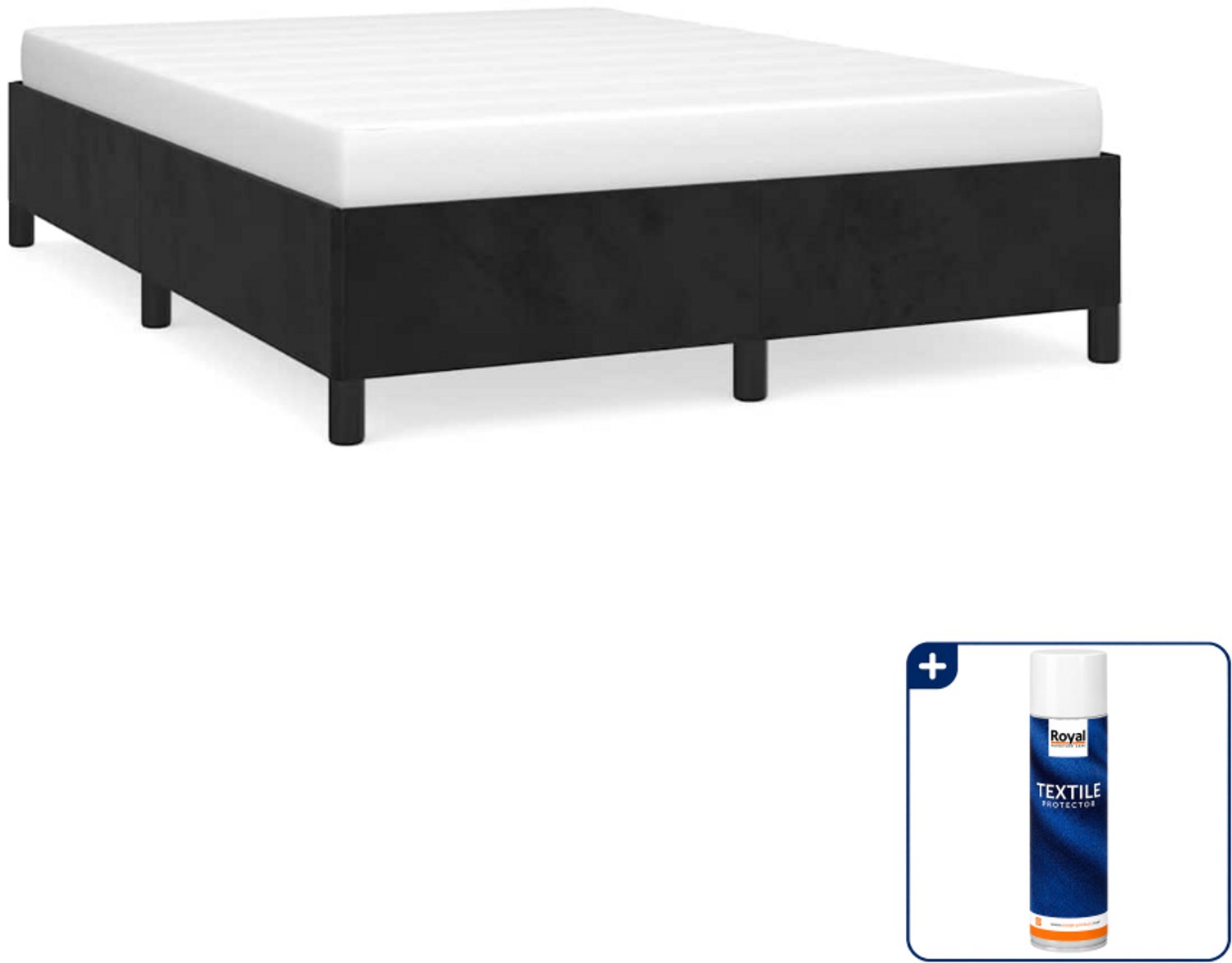 vidaXL bedframe - 140 x 190 cm - fluweel - zwart - Inclusief textielbeschermer 500 ml