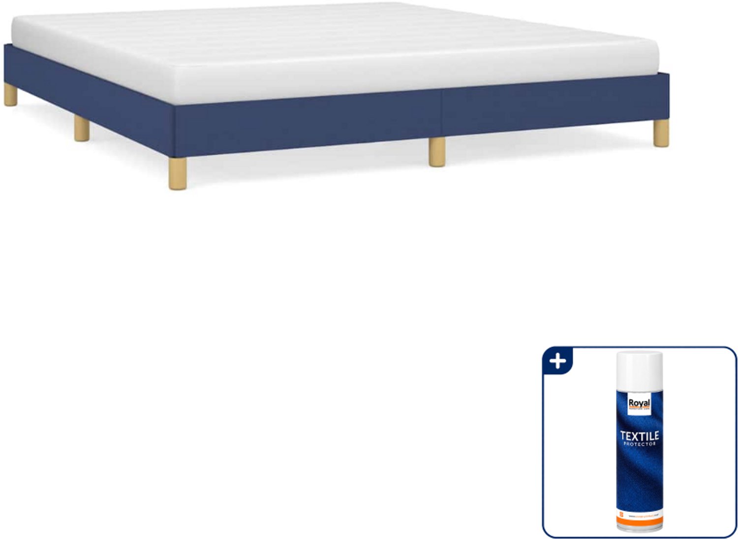 vidaXL bedframe Kingsize - 180 x 200 cm - stof - blauw - Inclusief textielbeschermer 500 ml