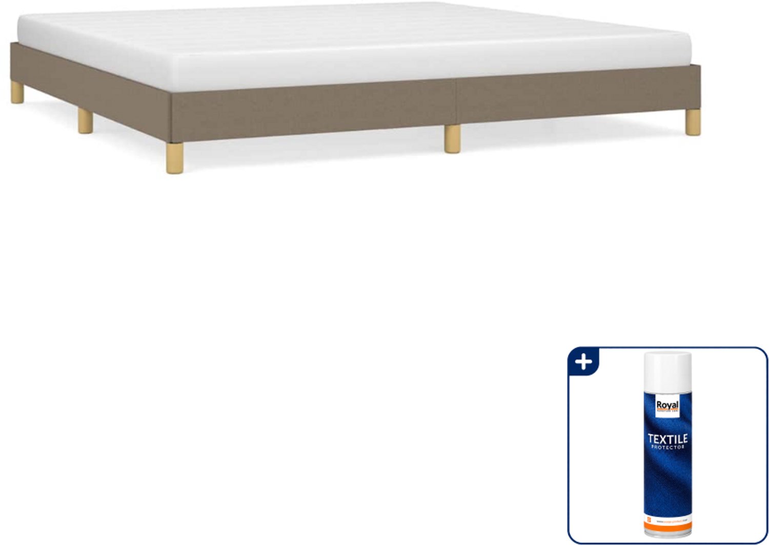 vidaXL bedframe - 200 x 200 cm - stof - taupe - Inclusief textielbeschermer 500 ml
