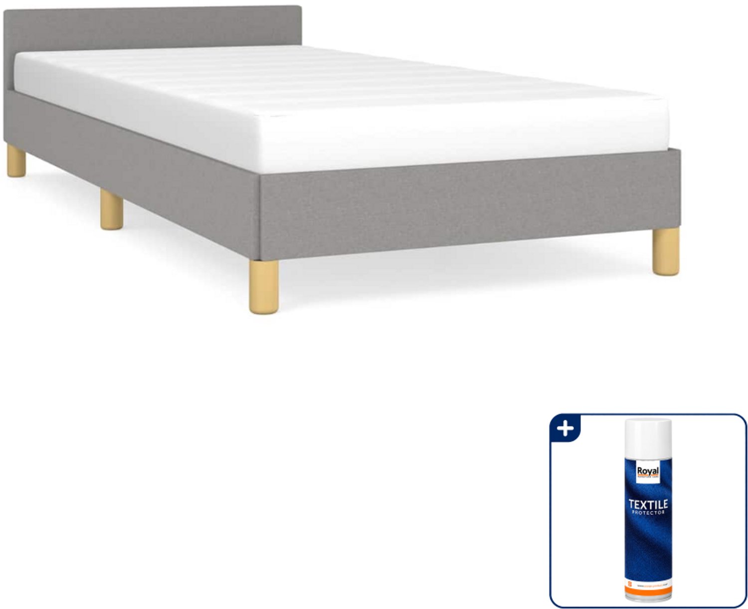 vidaXL bedframe - 80 x 200 cm - stof - lichtgrijs - Inclusief textielbeschermer 500 ml