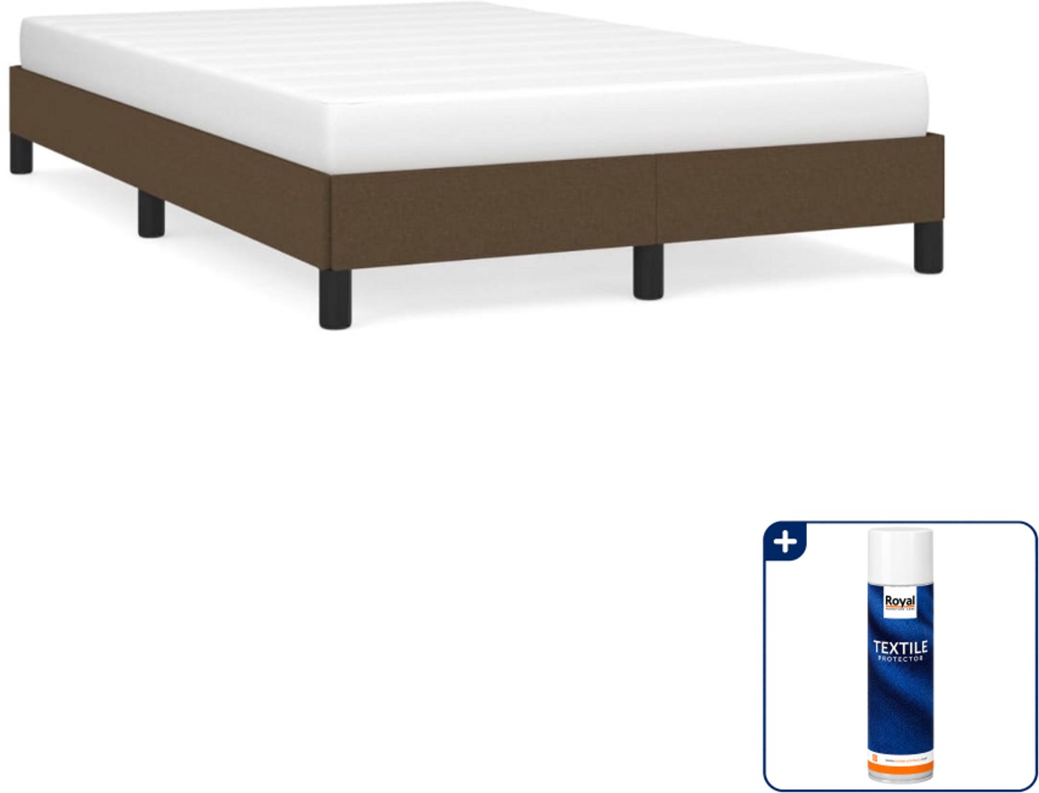 vidaXL bedframe - 120 x 190 cm - stof - donkerbruin - Inclusief textielbeschermer 500 ml