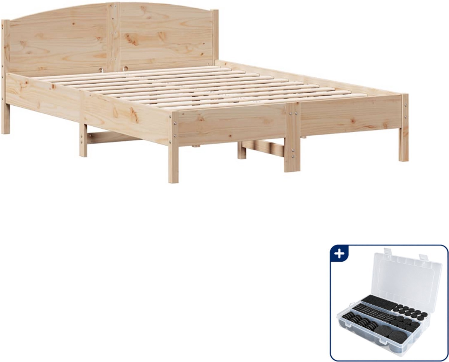 vidaXL bedframe - 120 x 200 cm - massief grenenhout - Inclusief antikrasvilt 177-delig Bruin