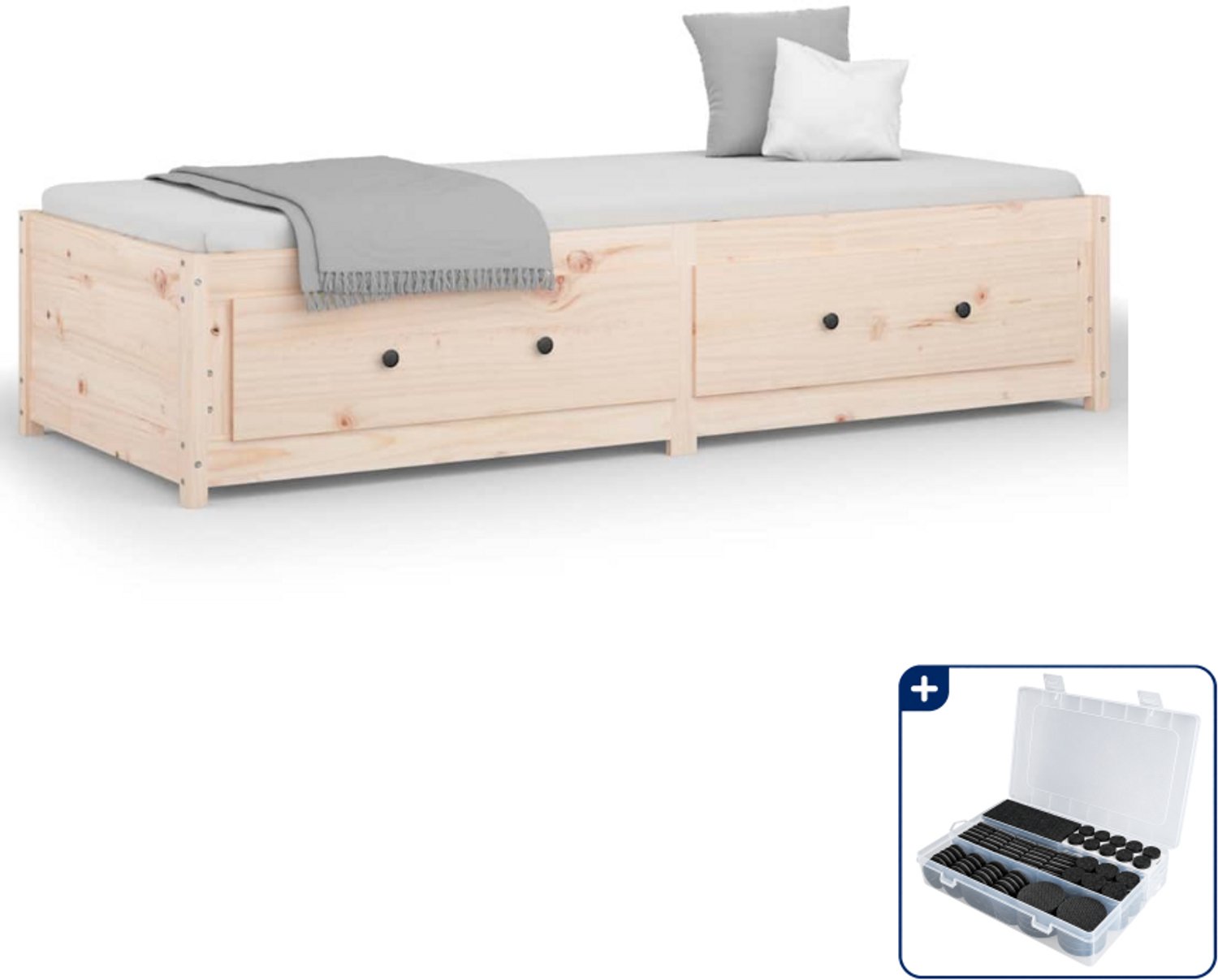 vidaXL slaapbank - 80 x 200 cm - massief grenenhout - Inclusief antikrasvilt 177-delig Bruin