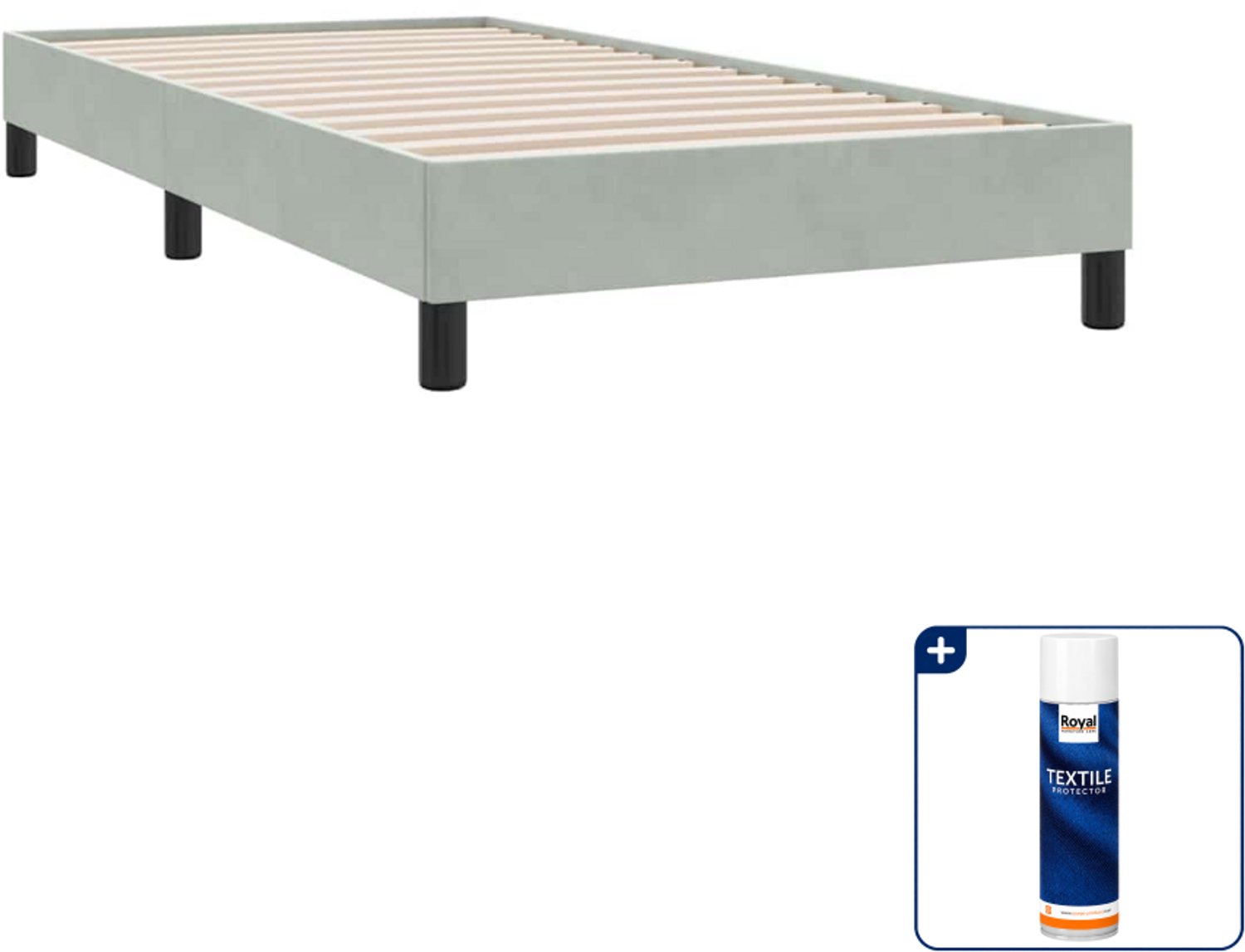 vidaXL bedframe - 80 x 220 cm - fluweel - lichtgrijs - Inclusief textielbeschermer 500 ml