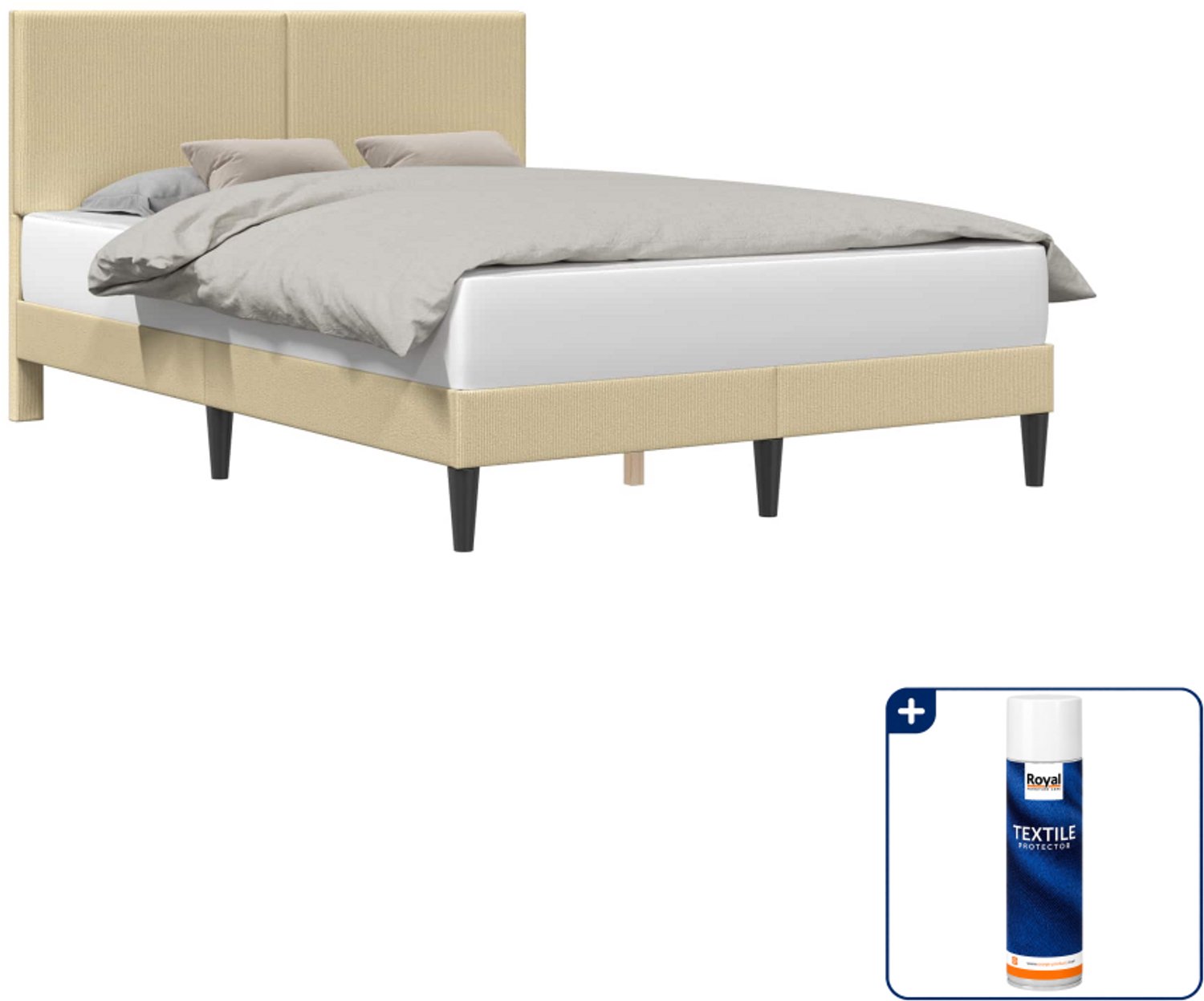 vidaXL Bedframe - 120 x 200 cm - katoen - lichtgroen grijs - Inclusief textielbeschermer 500 ml