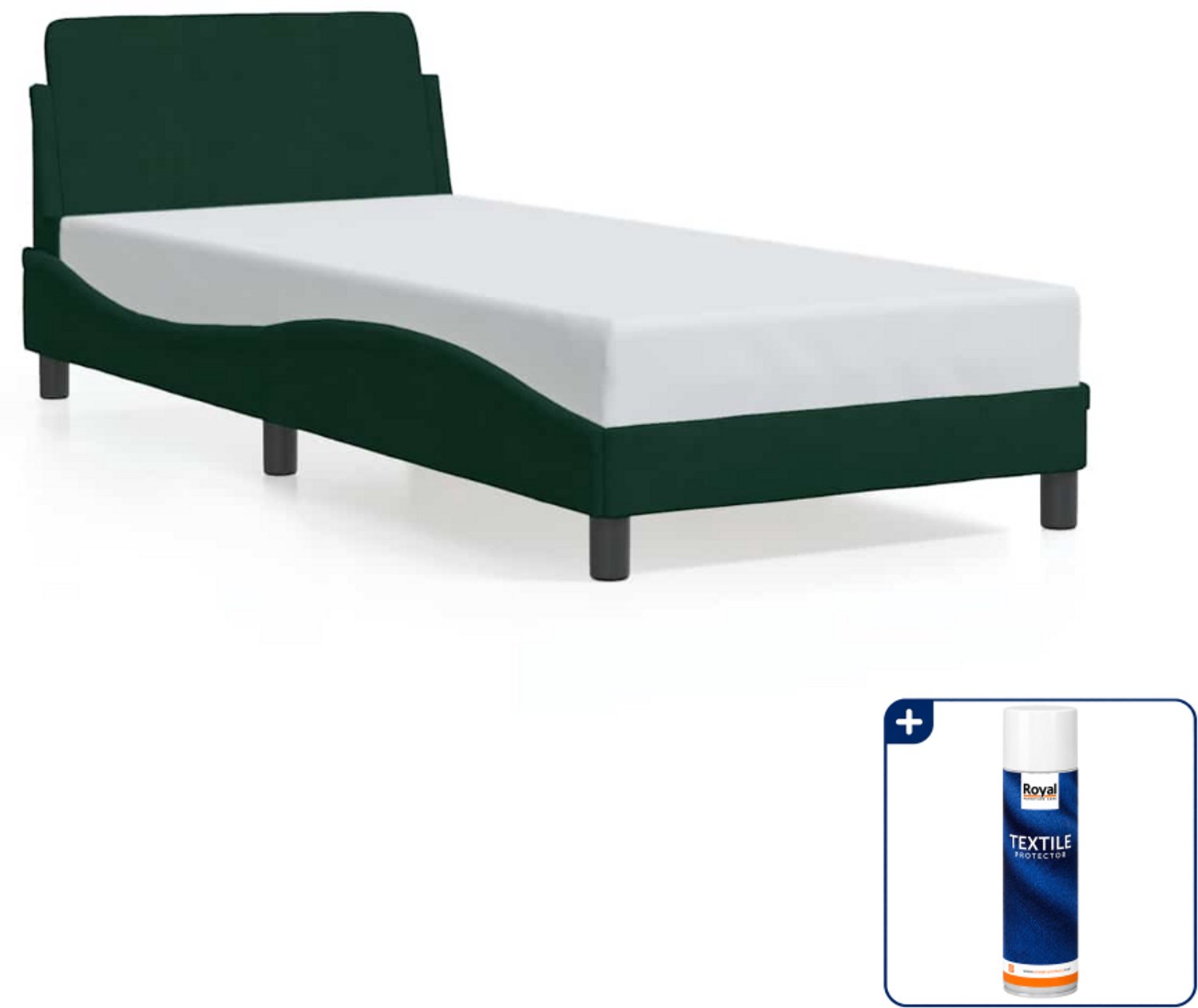 vidaXL bedframe Dover 80 x 200 cm - fluweel - donkergroen - Inclusief textielbeschermer 500 ml