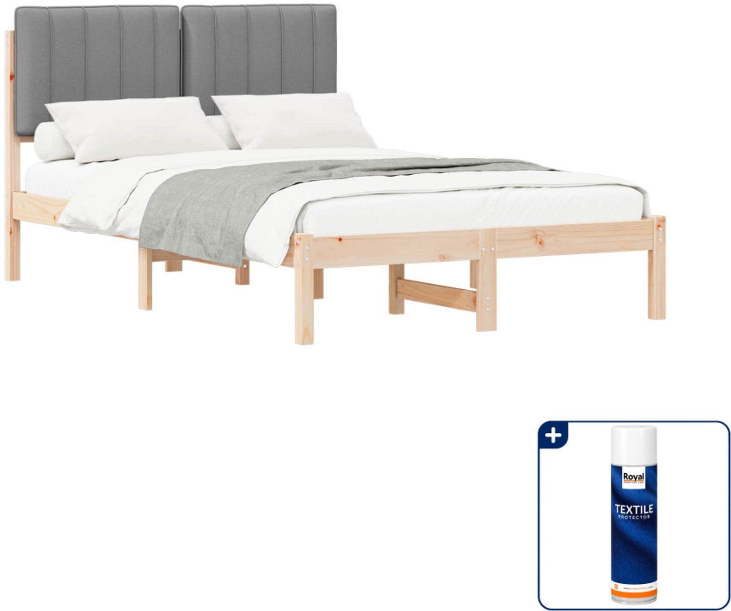 vidaXL bedframe - 120 x 190 cm - lichtgrijs - Inclusief textielbeschermer 500 ml