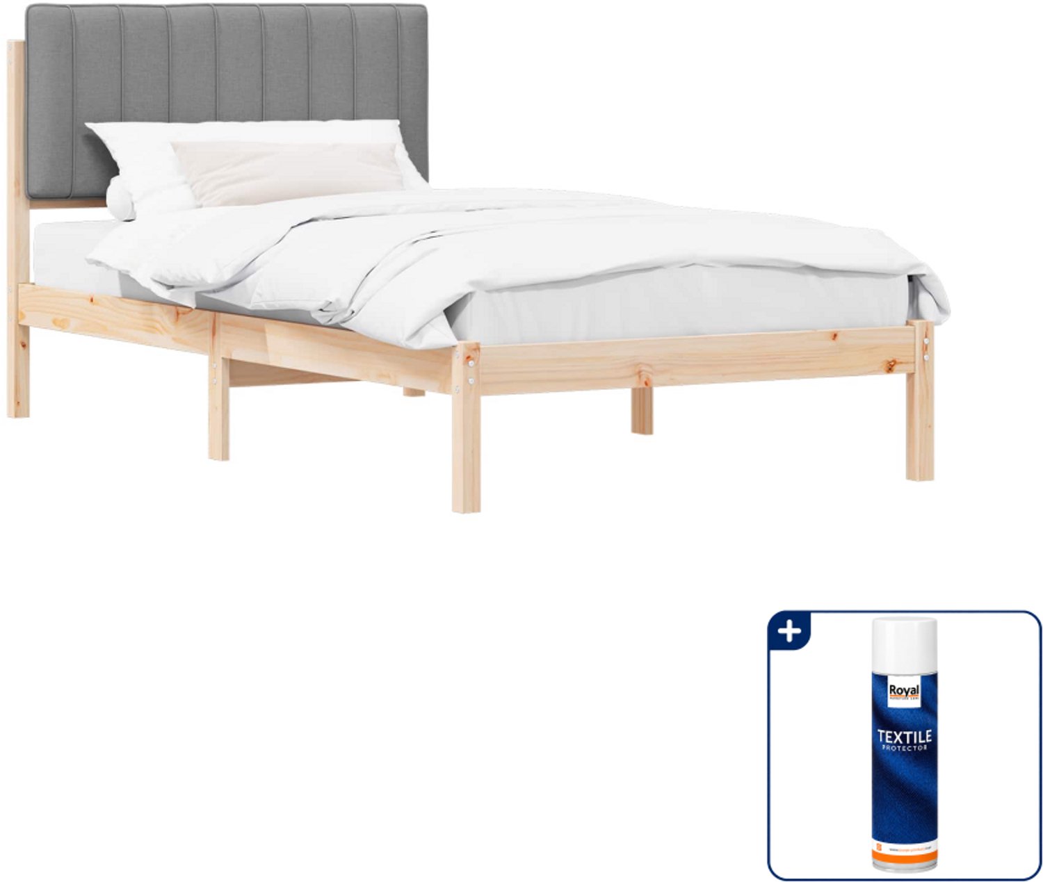 vidaXL bedframe - 100 x 200 cm - lichtgrijs - Inclusief textielbeschermer 500 ml