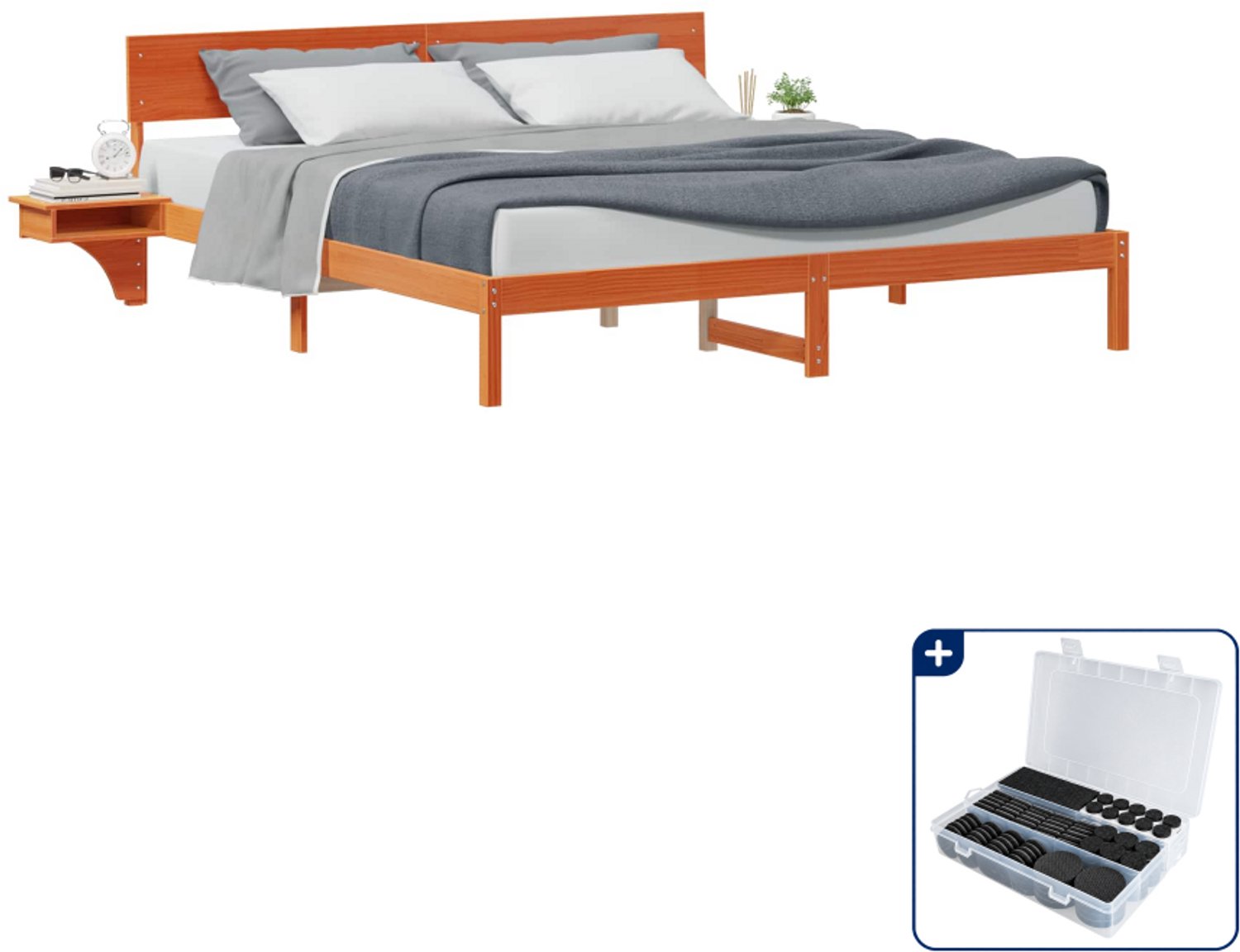 vidaXL Bedframe - Super kingsize - 180 x 200 cm - wasbruin - Inclusief antikrasvilt 177-delig