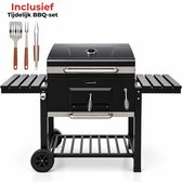 LuxoraLife - Titan 2.0 Houtskool BBQ & Smoker – PFAS vrij –Verstelbaar Kolenrooster – Grilloppervlak 57 x 42 cm – Zwart