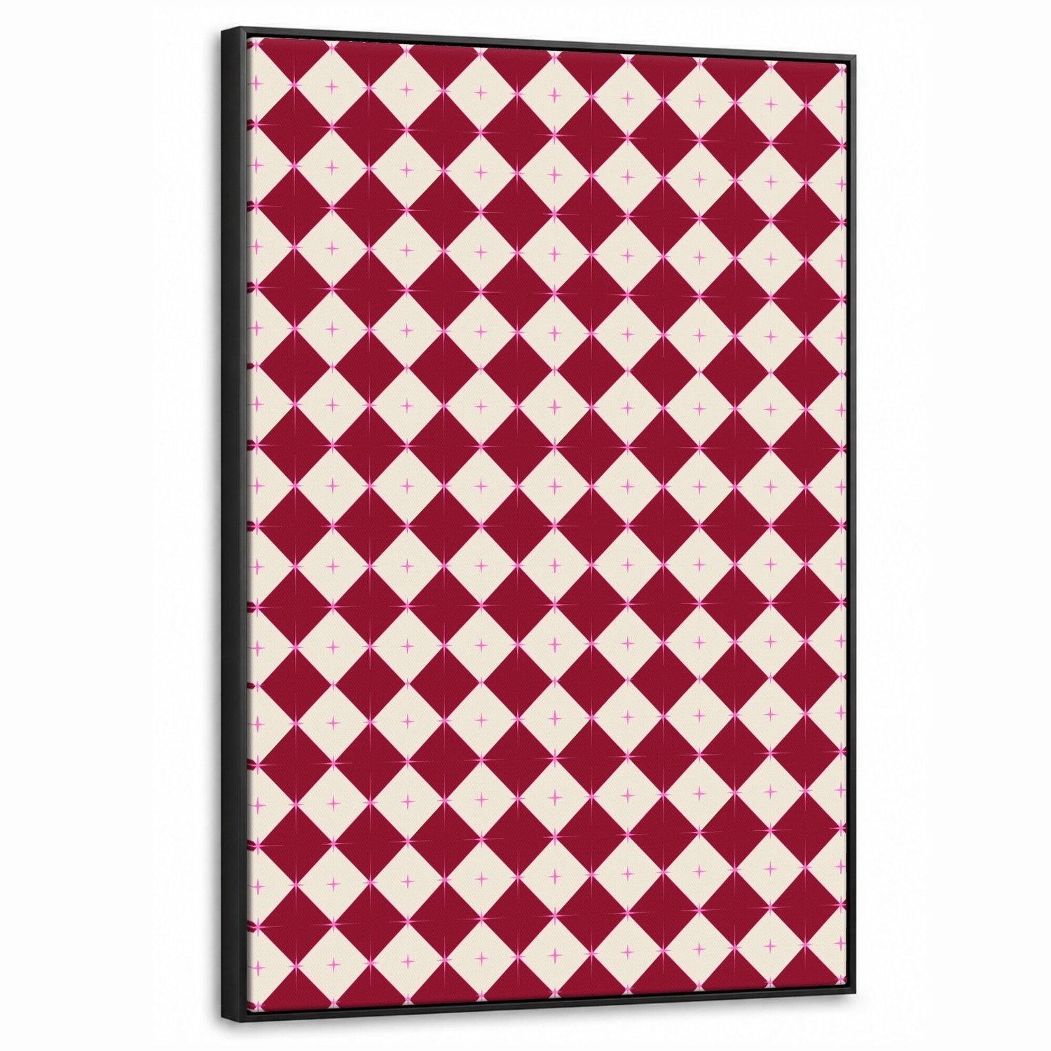 Canvas Schilderij met Baklijst 60x90cm - Ster - Roze - Rood - Kerst - Muurdecoratie woonkamer - Slaapkamer decoratie - Kamer accessoires - Schilderijen op canvas met lijst