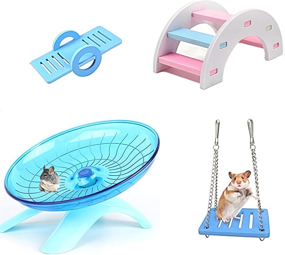 Speelgoed voor hamsters, hamsters in wielrennen, regenboogbrug en schommel, speelgoed voor kleine dieren, de noia, kooi voor hamsters