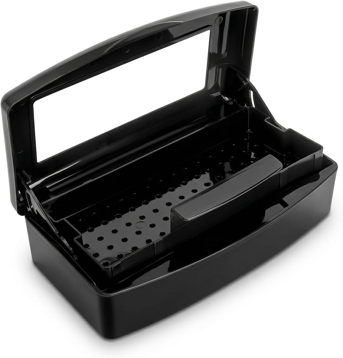 Nagelgereedschap, opbergdoos met deksel en uitneembare zeef, nagelgereedschap sterilizer, zwarte sterilisatiebox voor manicure, pedicure, schoonheidssalon en haargereedschap
