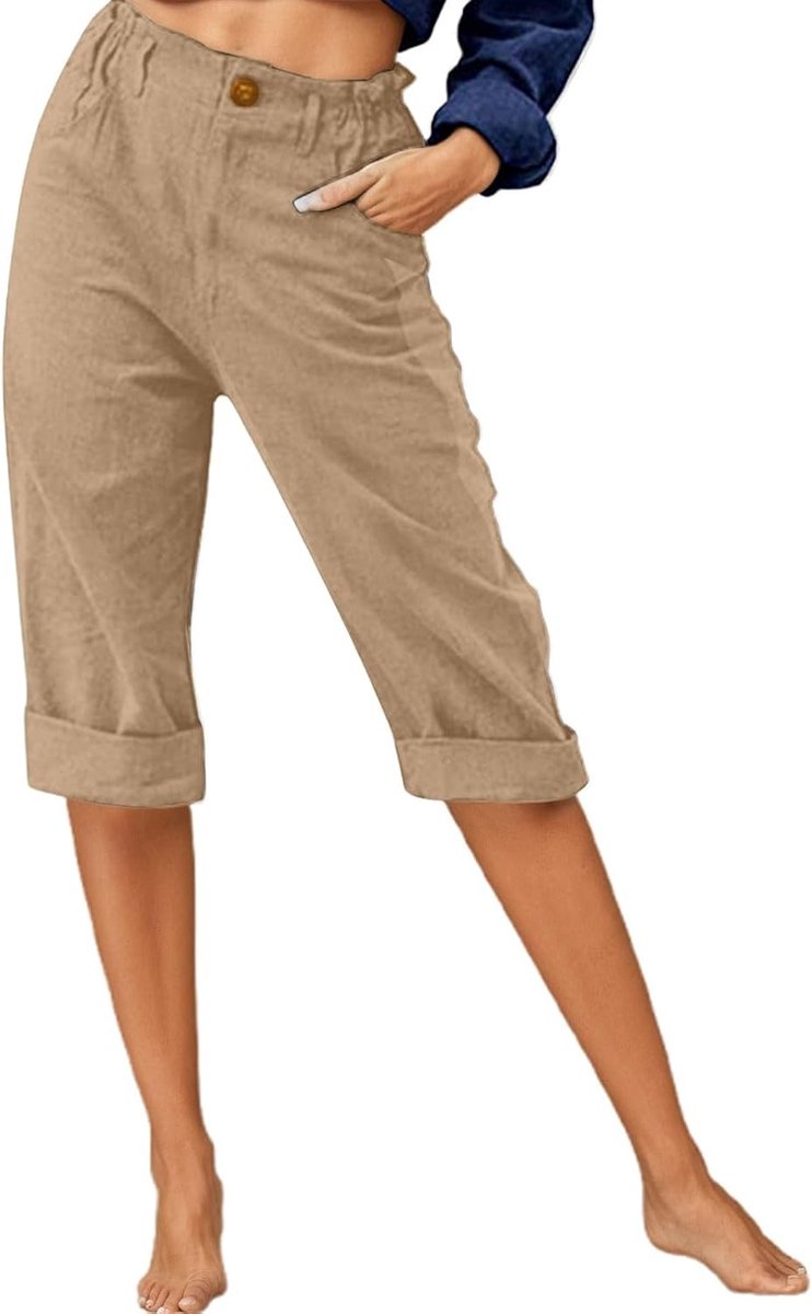 Damesbroek met hoge taille, cargo, joggen, palazzo, katoen, elastische taille, zacht, elegant, rekbaar, kantoor, yoga, elastische riem, zacht, lente, A48