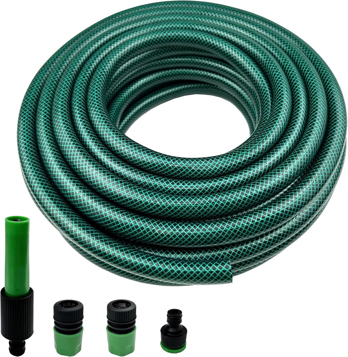 Korte PVC‑tuinslang met kunststof snelkoppeling