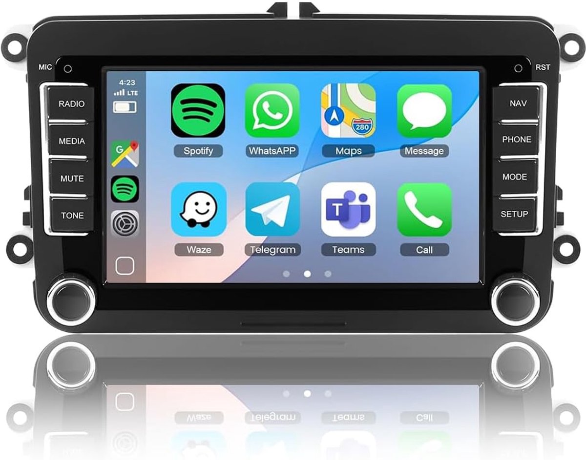 Autoradio 7 inch voor VW Skoda Seat - Apple Carplay Android Auto Display - Dubbele Din Radio met scherm voor Golf 5 6 Polo 6R Passat B6 B7 Tiguan EOS - Bluetooth DSP GPS Navi
