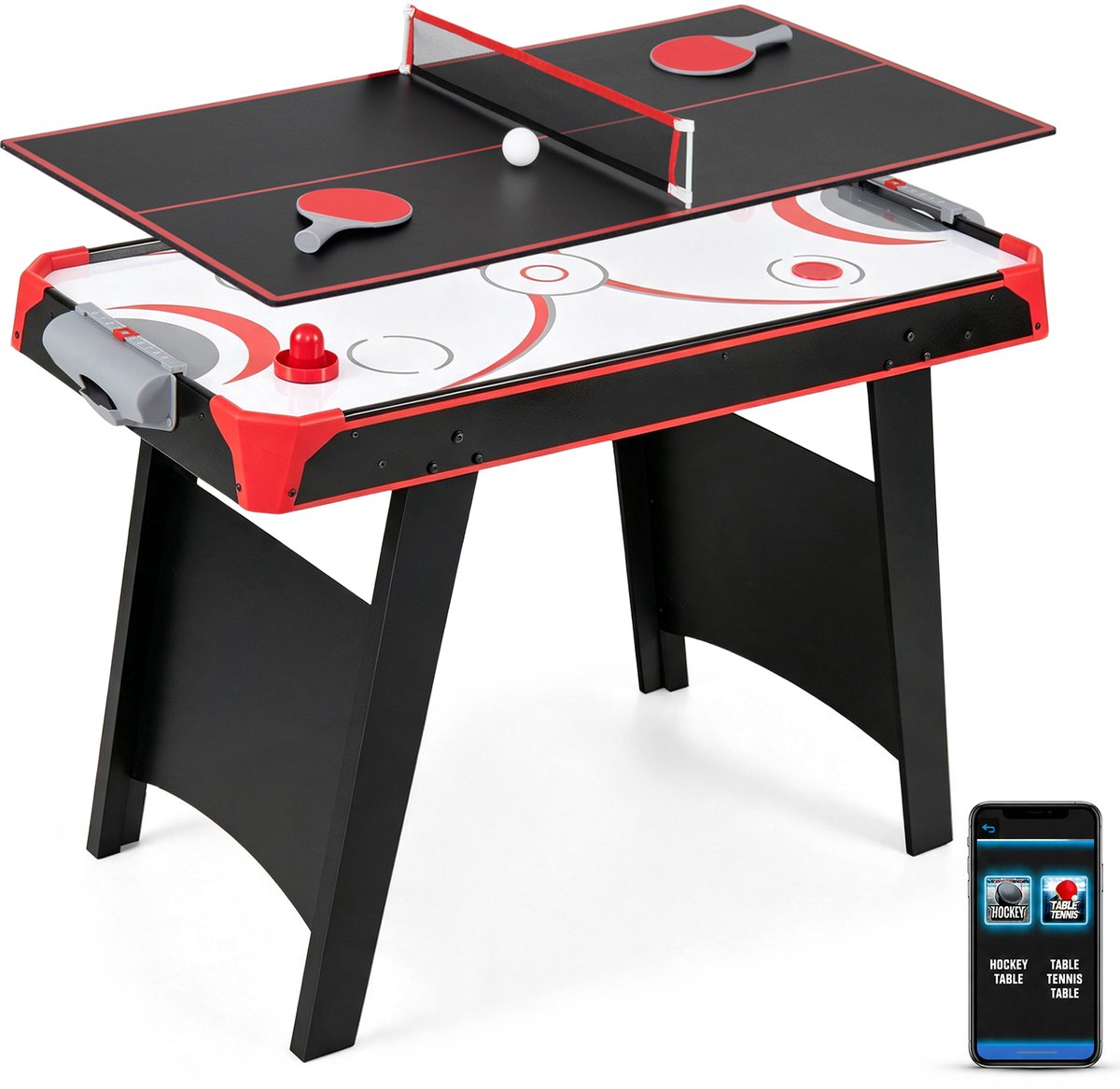 COSTWAY 2-in-1 multi-speeltafel, airhockeytafel met tafeltennistafel