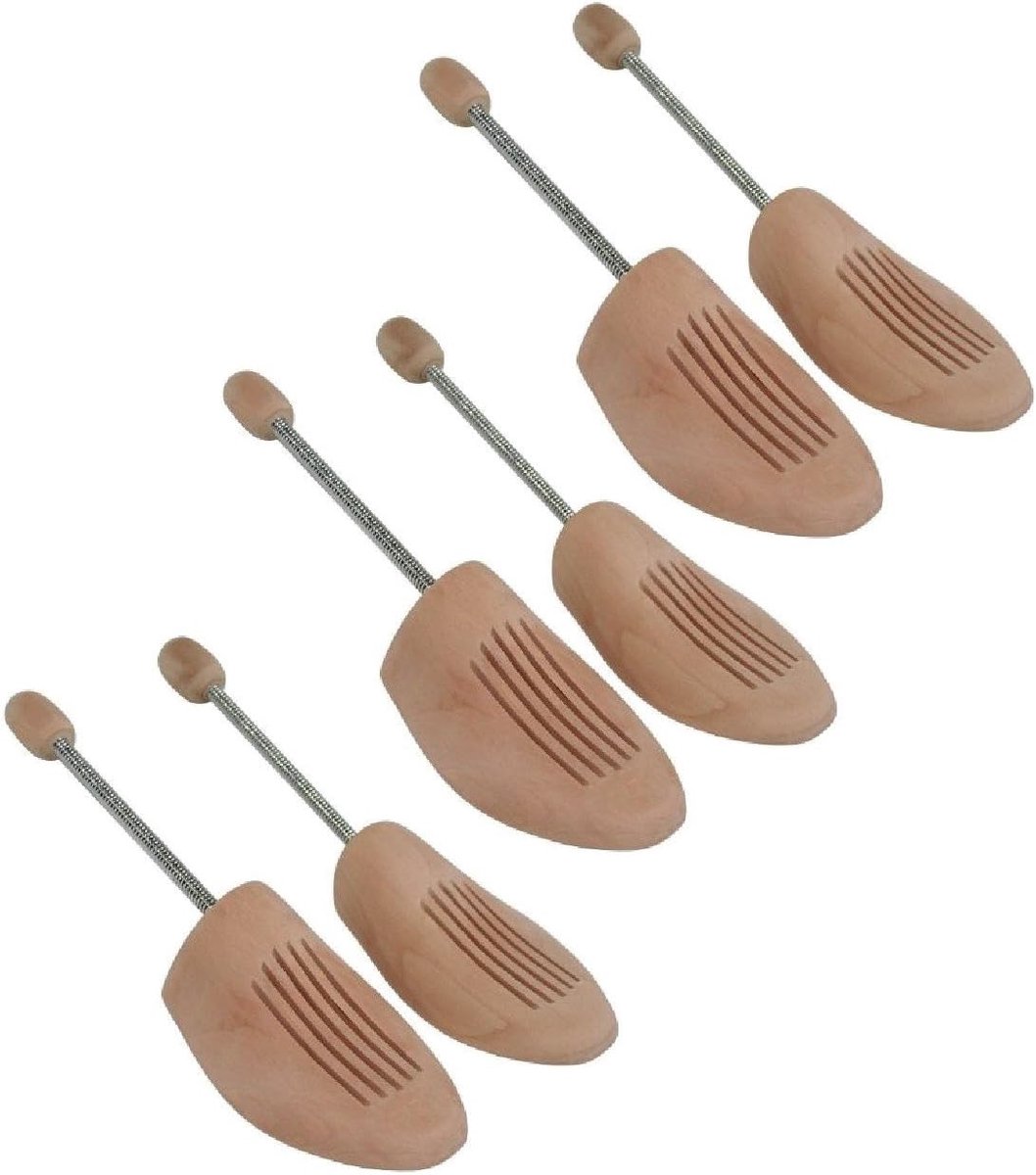 3 paar houten spiraalveer schoenspanners van maat 36-48 (set van 3 paar)