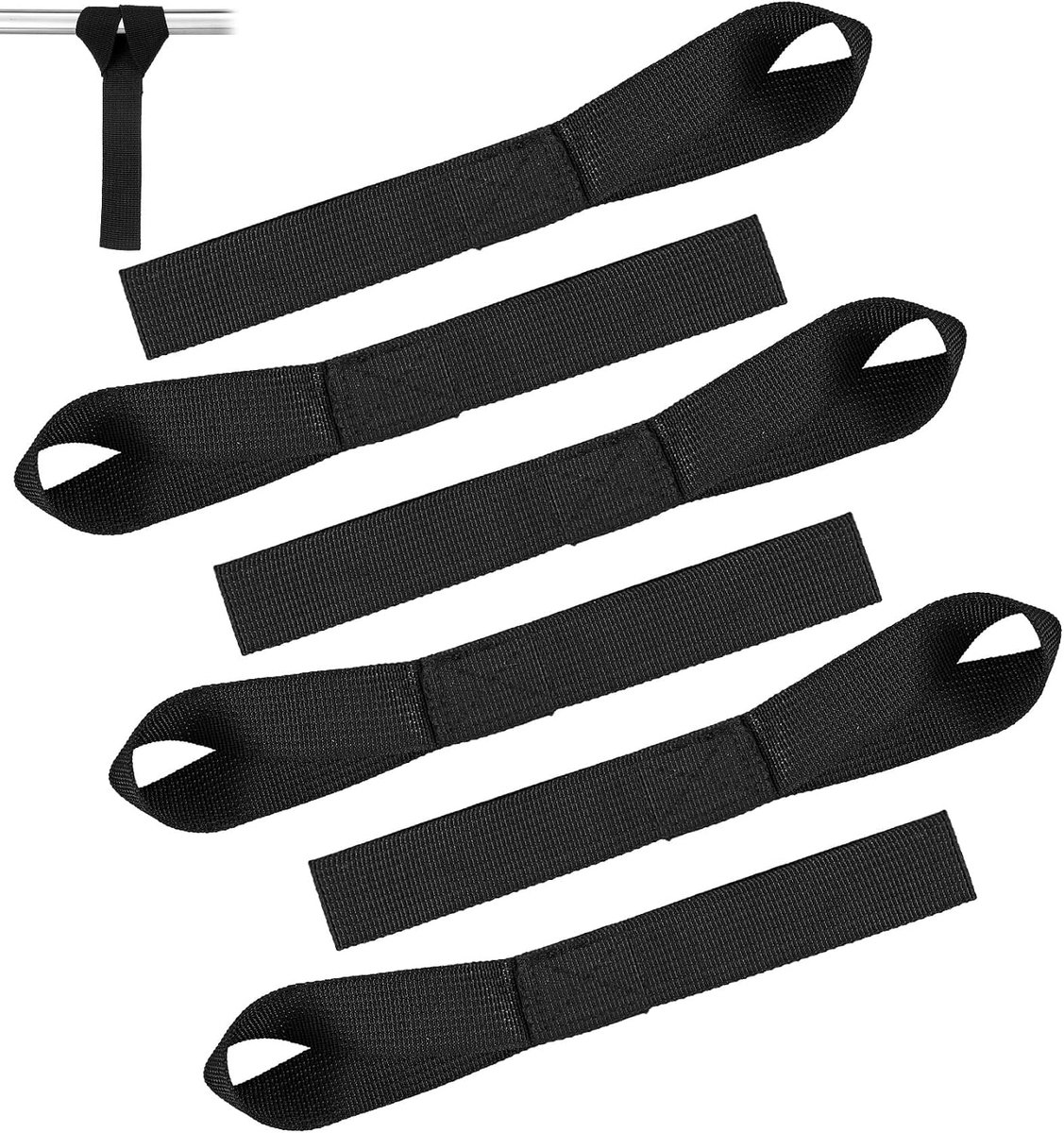 6 stuks lussen, robuuste lussen, zwart, sjorlussen, 30 x 2,5 cm