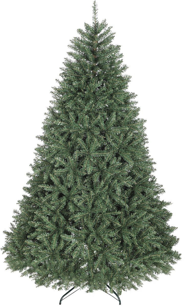 HOMCOM Kunstkerstboom 210 cm, Realistische kerstboom met 2641 beweegbare takken, Opvouwbare metalen standaard, Eenvoudig te monteren en op te bergen, Brandvertragend plastic, voor thuis en op kantoor, Groen