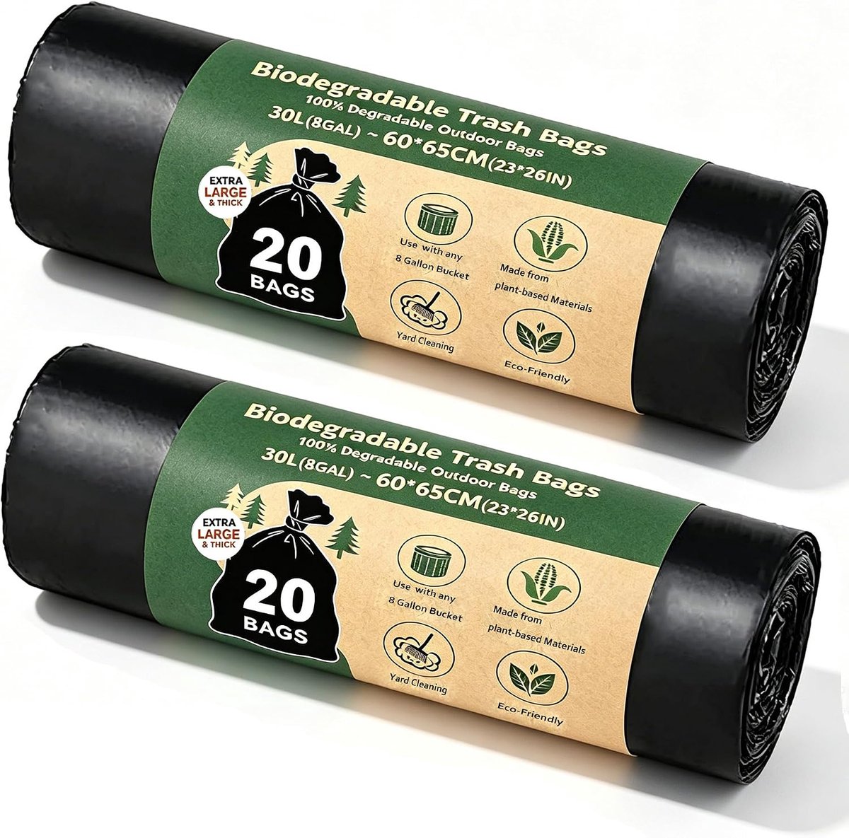 Toiletzakken, 40 stuks Commode Liner Zakken 30L 8 Gallon Waterdichte Verdikte Biologisch Afbreekbare Toilet Bin Liners voor Vissen bivvy, Camping Bin en Auto Draagbare Potty