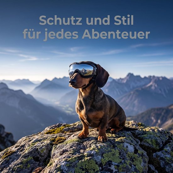 Hondenbril voor kleine honden, zonnebril, verstelbaar, hondenbril, uv-bescherming, winddicht, oogbescherming, hondenzonnebril, modieuze veiligheidsbril, zwart, S — afbeelding 5