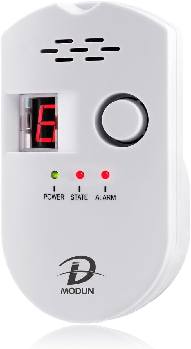 SnelShoppen - Gas Detector voor Natuurlijke Gas/LPG/Kolen Gas, Plug-in Gaslek Detector met Geluidsalarm en LED Display, Veiligheidsalarm voor Keuken e