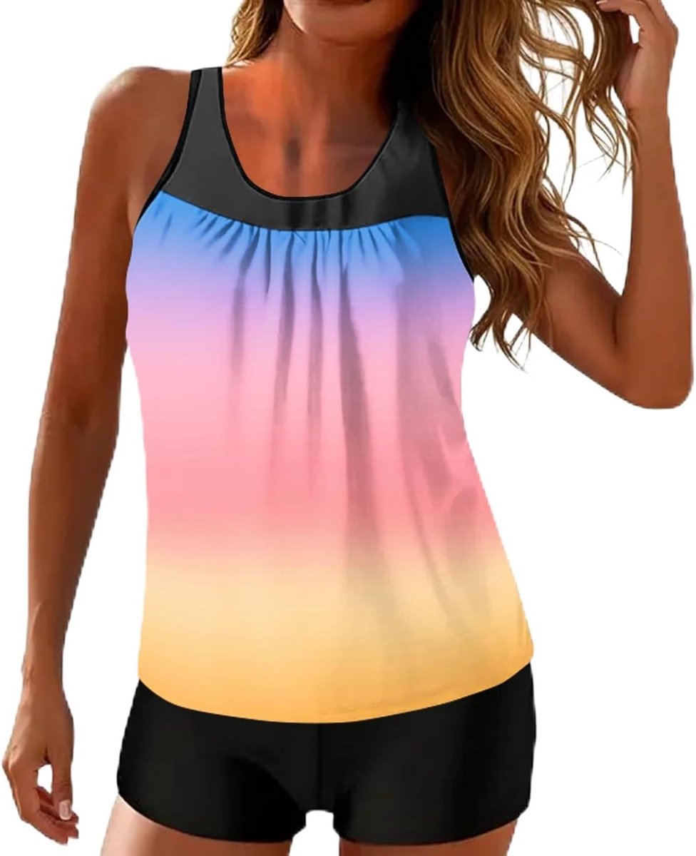 Tankini set met push-up bh en hoge taille bikinibroek