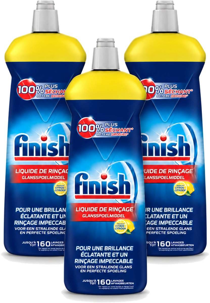 3 x Finish - Glansspoelmiddel - Citroen - Stralende glans - Tot 160 Afwasbeurten - 800 ml - Voordeelverpakking - 3 stuks