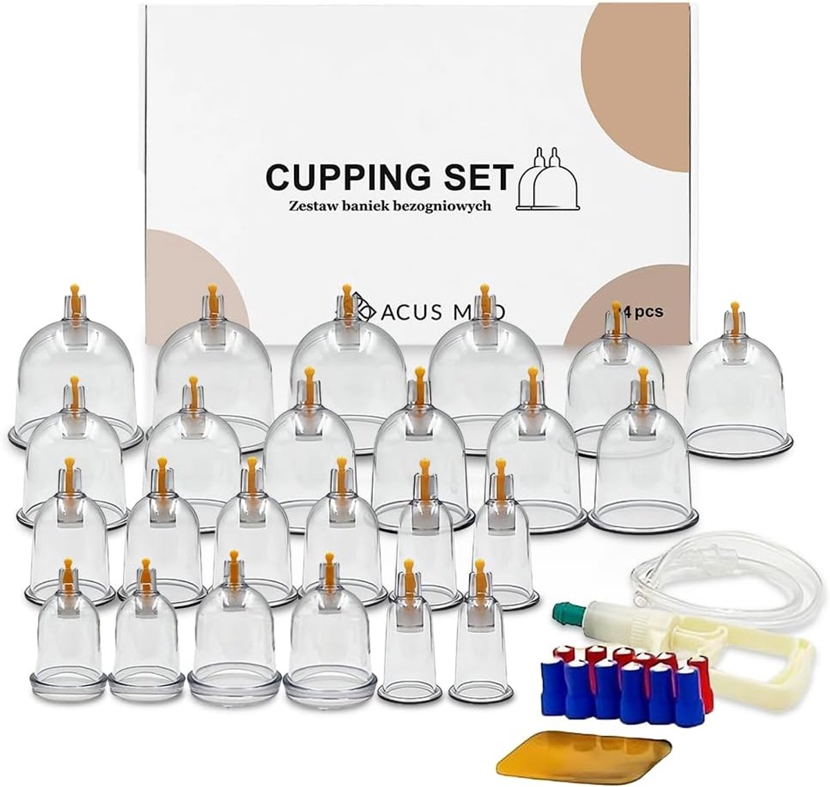 Vacuum cupping met pomp - 24 Chinese cups - 12 magneten - verlichting van spierspanning - ShopVlot