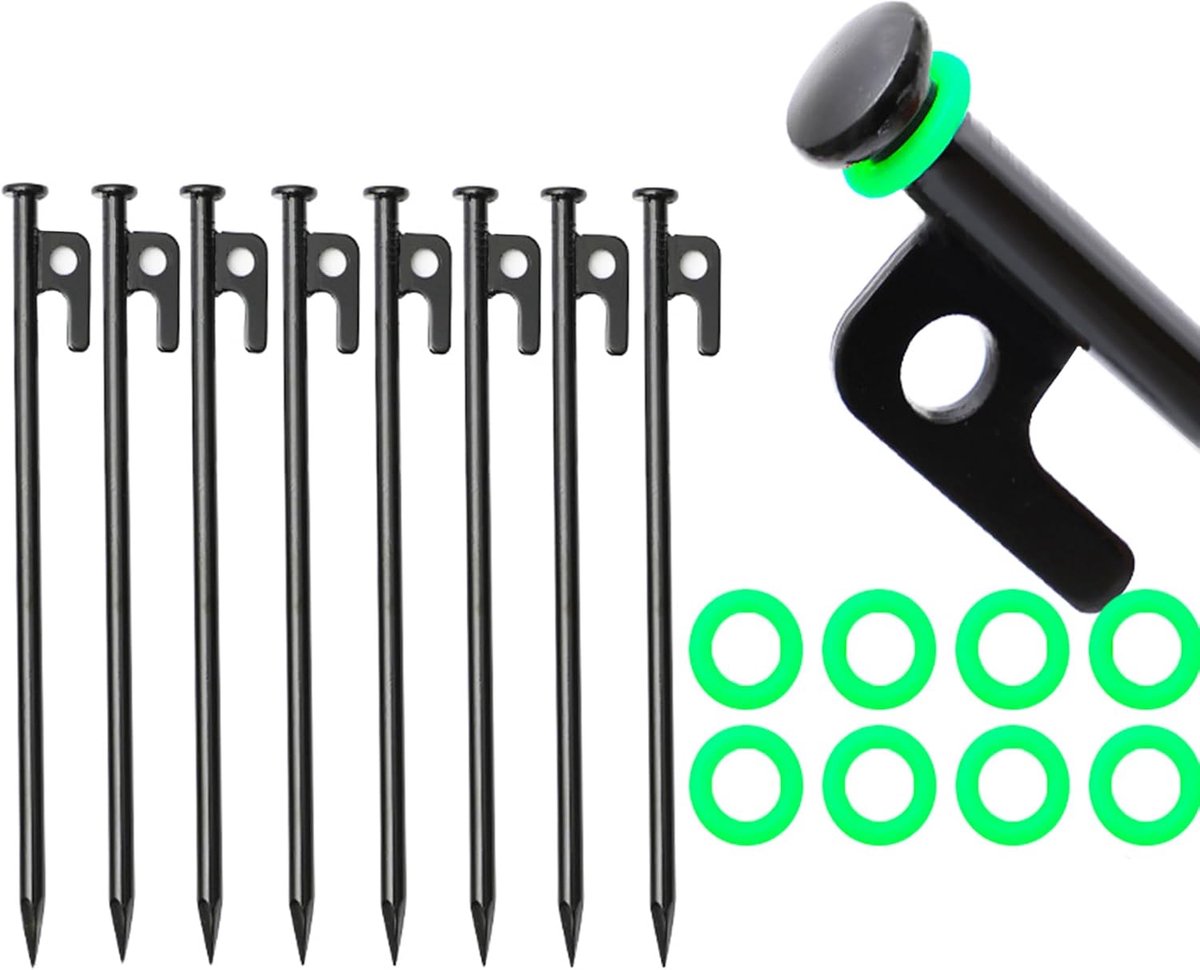 SnelShoppen - 20 cm Tent Pegs, Camping Haringen, Aluminium Tentstaken, Lichtgewicht en Sterk, Set van 8 voor Tuin, Kamperen en Buitenactiviteiten
