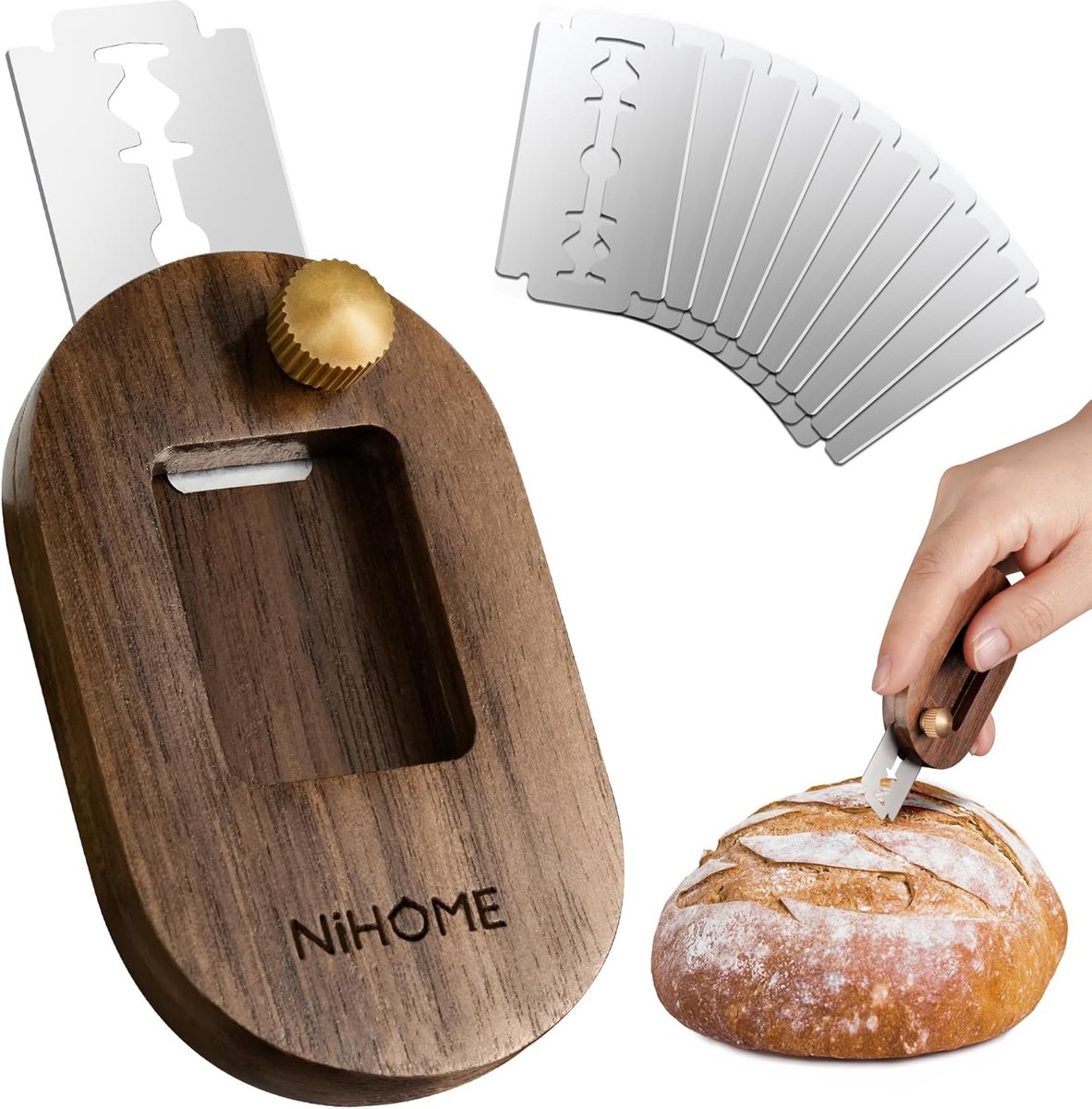 SnelShoppen - RVS Brood Snijgereedschap - Innovatief Push-Pull Ontwerp - Veilig en Handig - Magnetische Backing - Ideaal voor Keuken en Bakliefhebbers