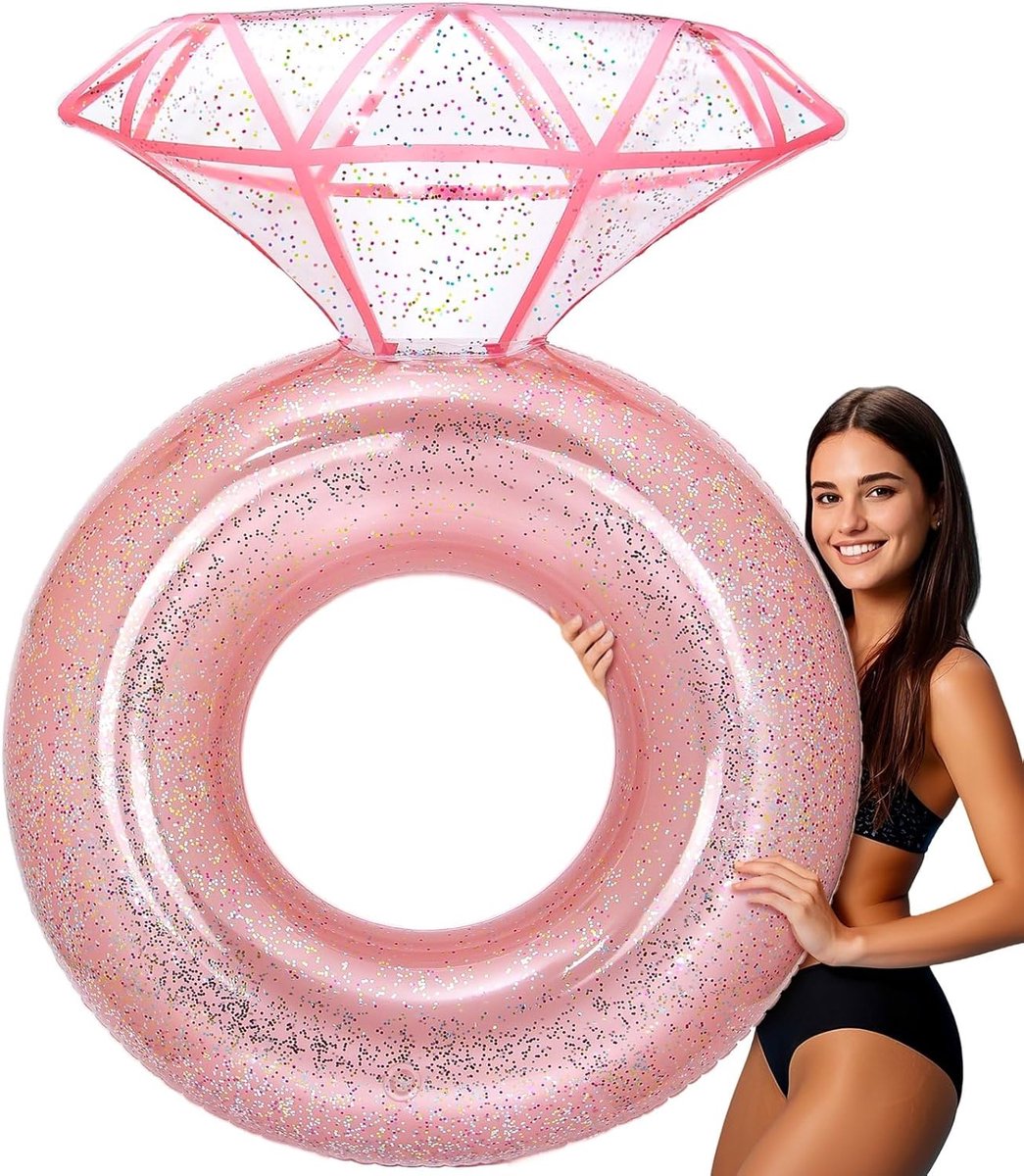 SnelShoppen - Inflatable Diamond Ring Float - Zwembad Drijvende Ring - Perfect voor Bruiloft, Verjaardag, Strandfeest, Duurzaam Ontwerp, Lekvrij, Voor