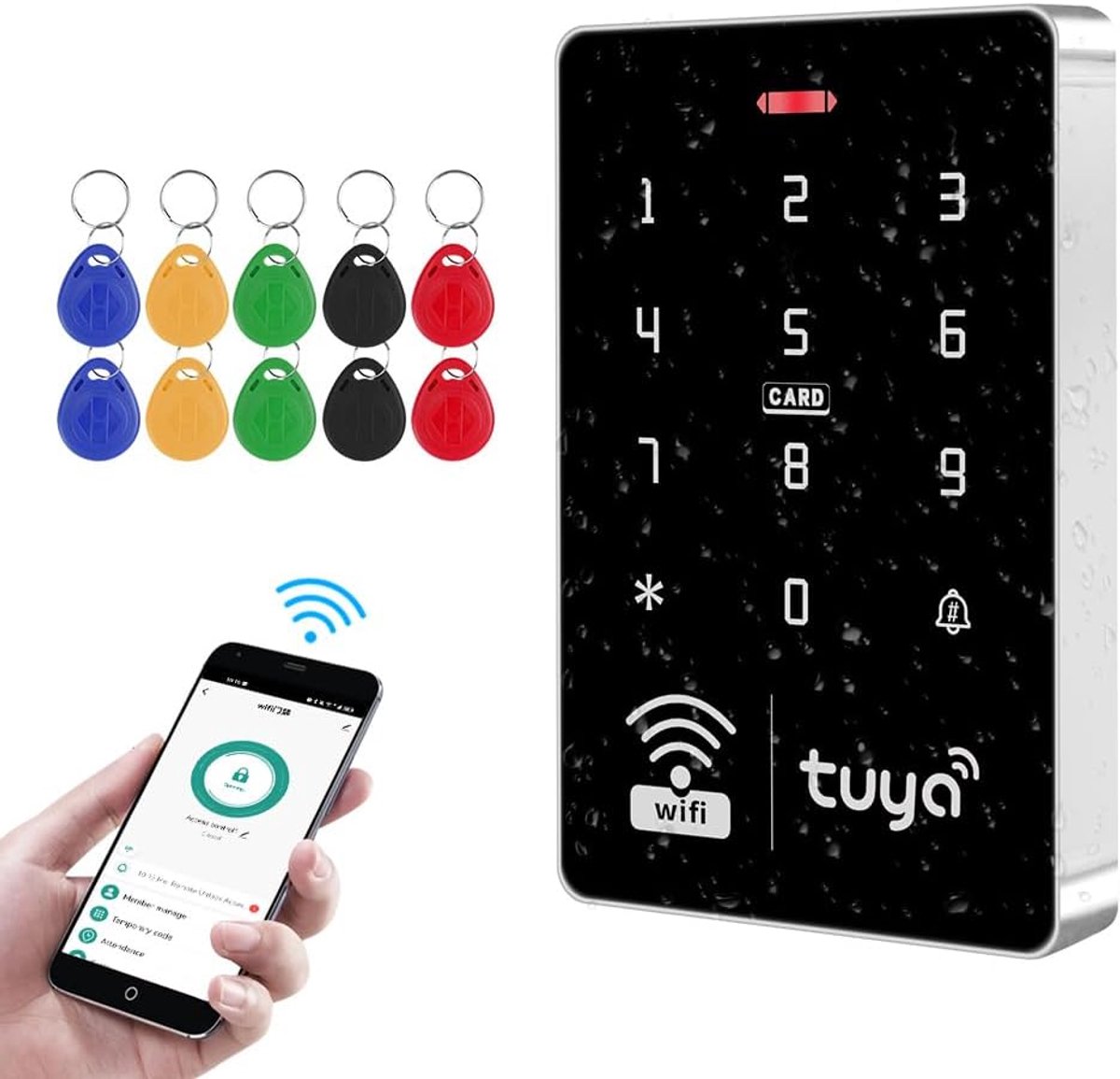 SnelShoppen - WiFi Tuya RFID Toegangscontrole Toetsenbord IP68 Waterdicht - Dual Frequentie 125KHz/13,56MHz - Touch Wachtwoord Deursysteem met Smart A