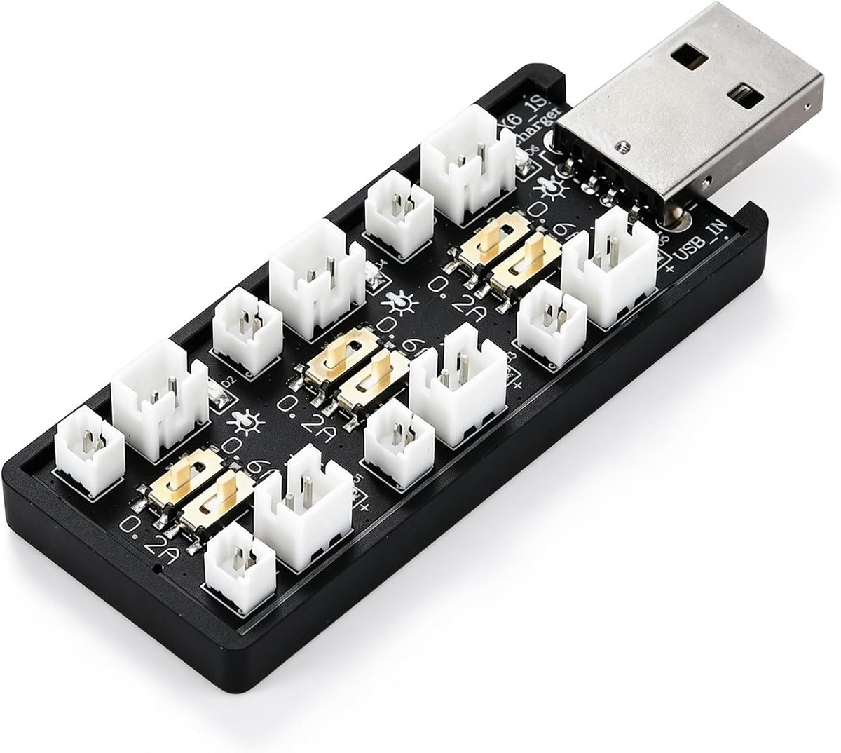 Lipo-batterijlader 3,7V/4,2V - 1S 6-kanaals lader - Micro JST 1,25 mm - Gelijktijdig opladen van 6 batterijen - ShopVlot