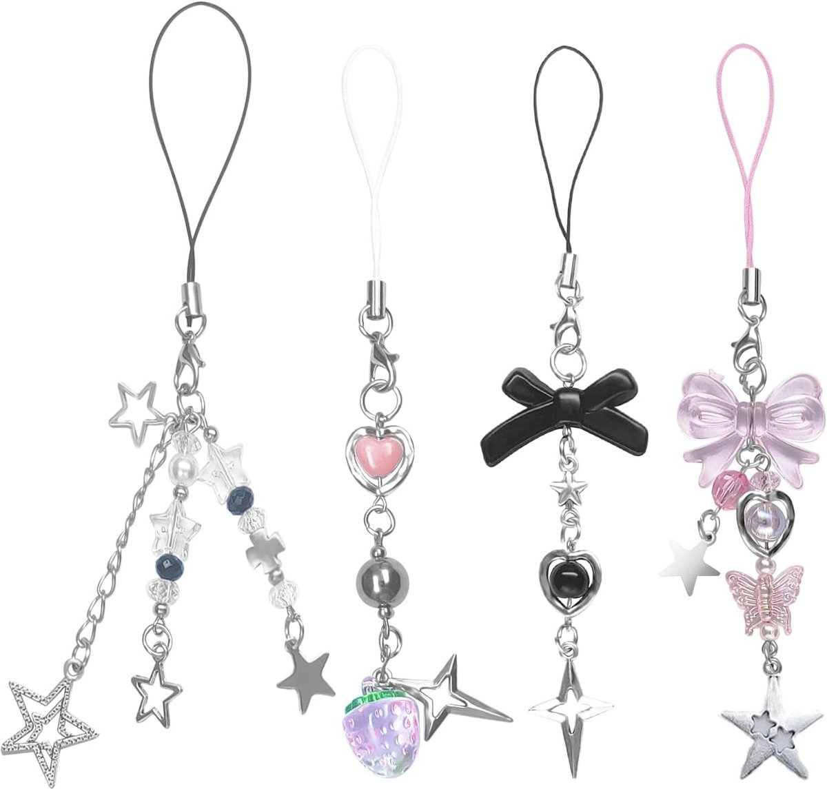 Sleutelhangers Y2K 4 stuks - Schattige telefoonketting - Modieuze tasjuwelen - Perfect voor accessoires - ShopVlot