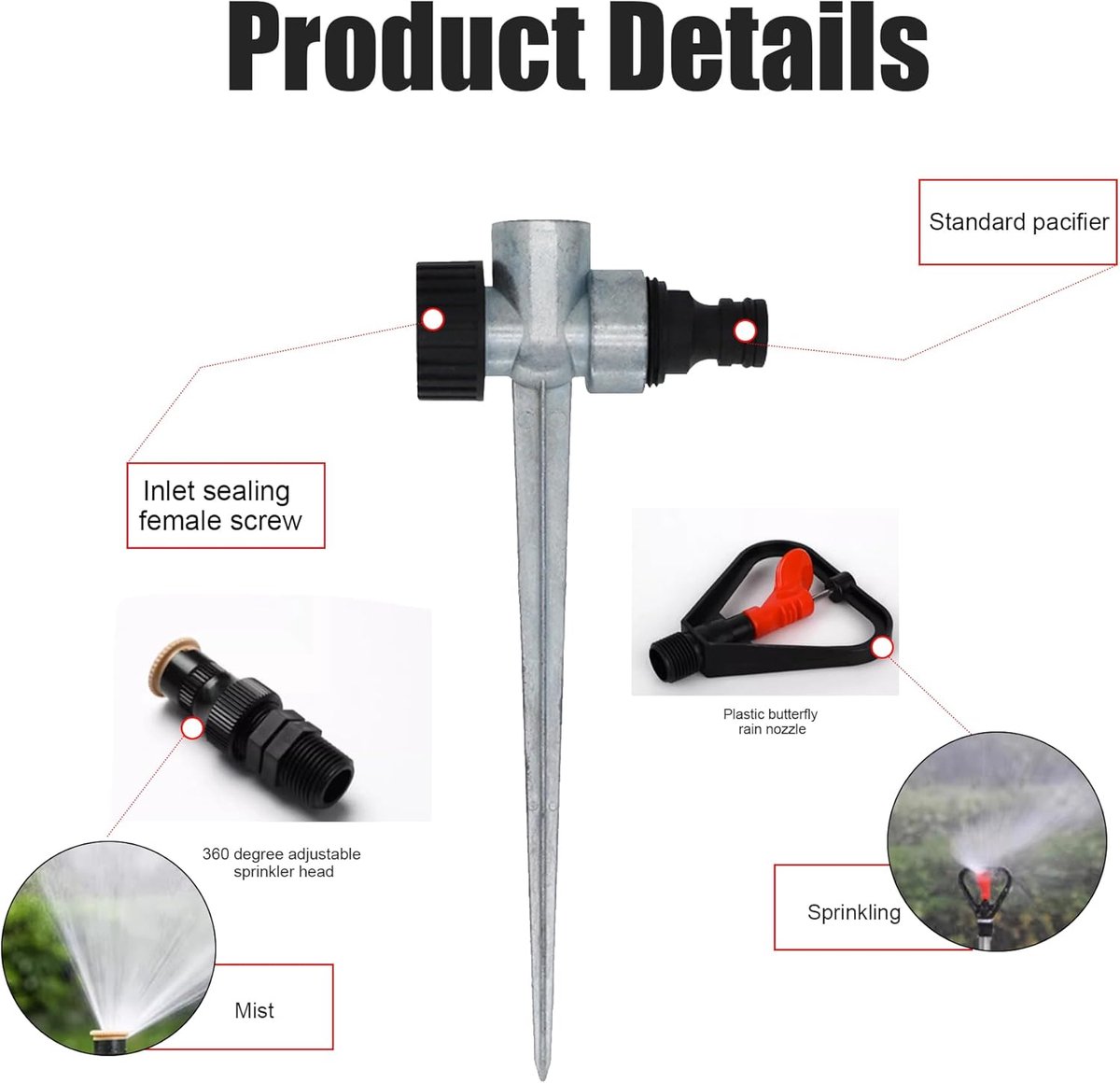 SnelShoppen - Pack van 3 Tuinsproeiers Rotating Design 360° Verstelbaar Robuuste Automatische Irrigatie voor Gazon, Tuin, Groentetuinen en Landbouwgro