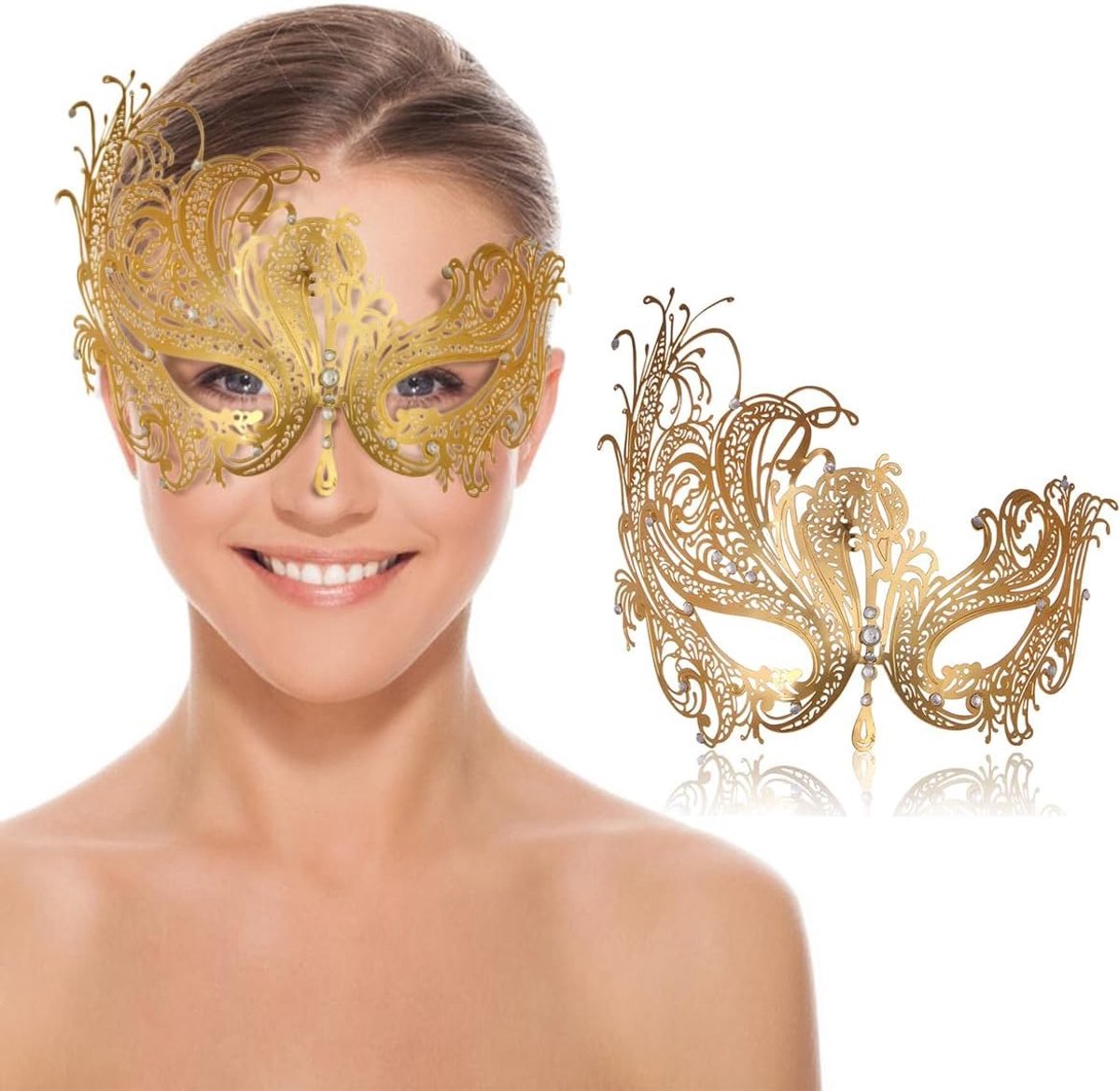 SnelShoppen - Venetiaanse Maskers voor Vrouwen, Sexy Kostuummaskers voor Maskerade Bal, Oogmasker van Duurzaam Metaal, Perfect voor Cosplay en Eindeja