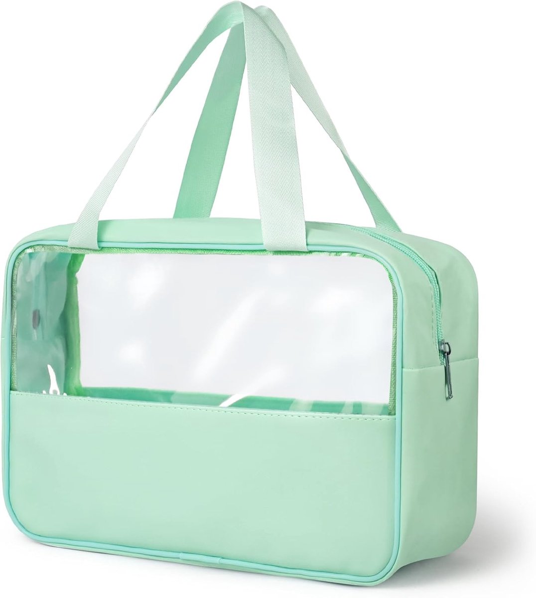 SnelShoppen - Translucente Cosmetic Bag Groen - Grote Capaciteit 30x10x21 cm - Ideaal voor Reizen, Toilettassen, Make-up, Huidverzorging, Dames, Prakt