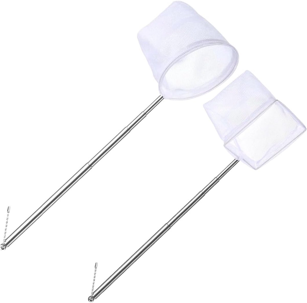 Mini-aquariumnetten set van 2 - roestvrijstalen handgreep - fijnmazig nylon net - veilig voor garnalen en vissen - ShopVlot
