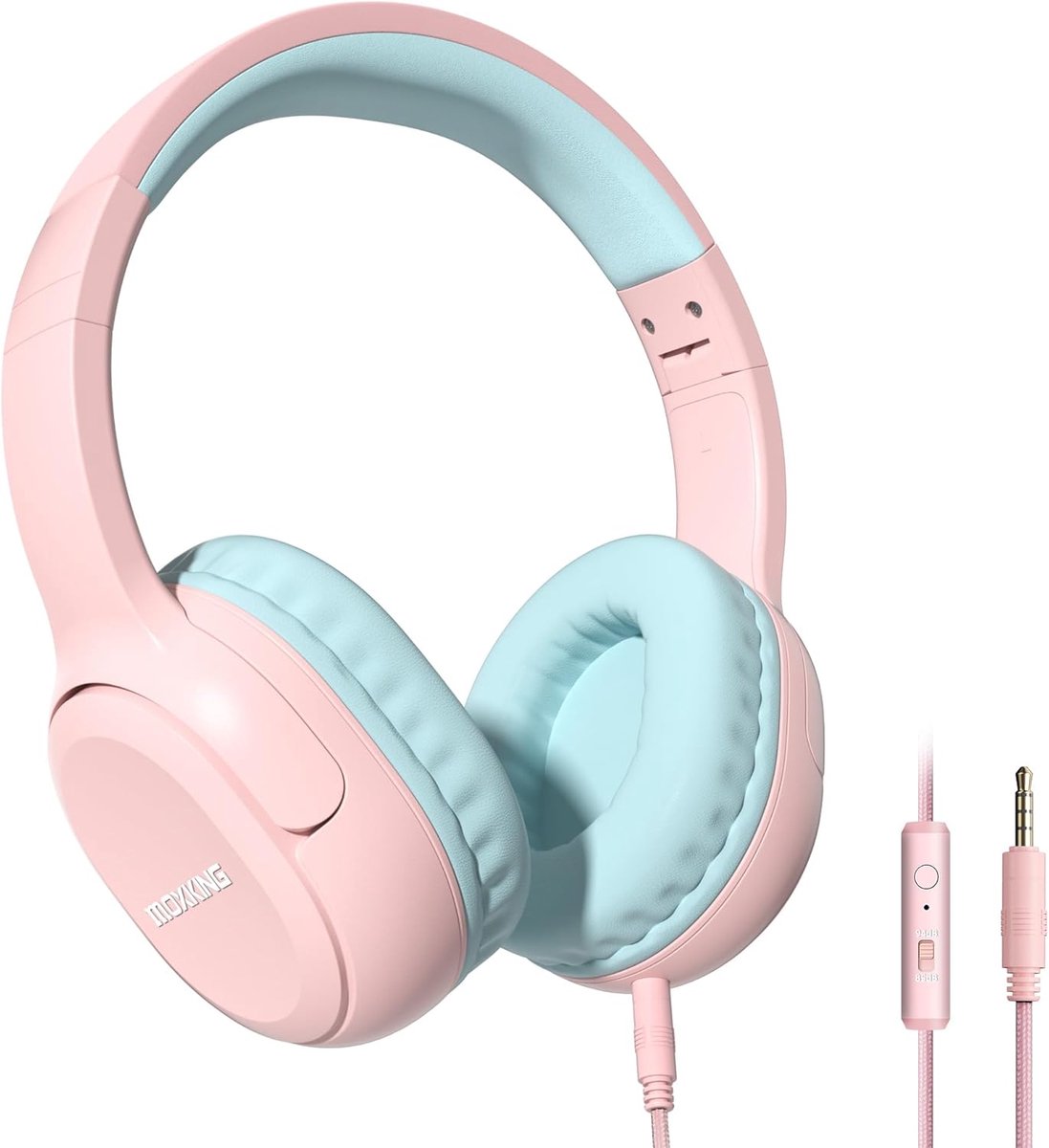 SnelShoppen - Kids Hoofdtelefoon met Kabel en Microfoon Over-Ear Hoofdtelefoon Volume Limiet Opvouwbaar 3.5mm Jack voor Kinderen Meisjes Jongens Roze
