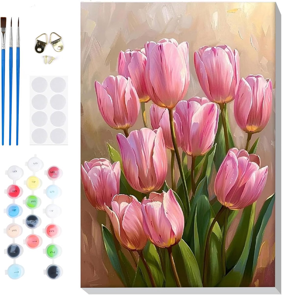 SnelShoppen - Schilderen op Nummer Set Volwassenen met Frame, DIY Schilderij Canvas, Inclusief Penselen en Acrylverf, Handgeschilderd Olieverf voor Wa