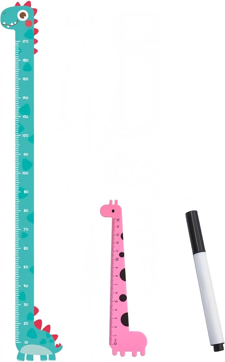 SnelShoppen - Meetlat voor Kinderen - Groeitabel Dinosaurus - Babymeetlat Hoogtemeter - Zelfklevende Hoogte Muurstickers - Kinderkamer Decoratie - 10-