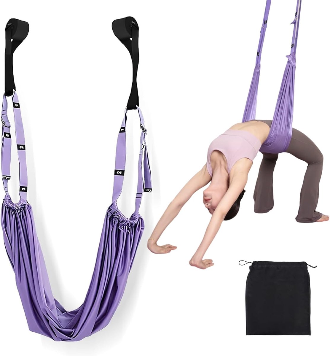 SnelShoppen - Yoga Stretch Band Door Hanger - Verstelbare Yoga Towel voor Aerial Yoga - Inclusief Leg Stretcher - Ideaal voor Ballet en Pilates