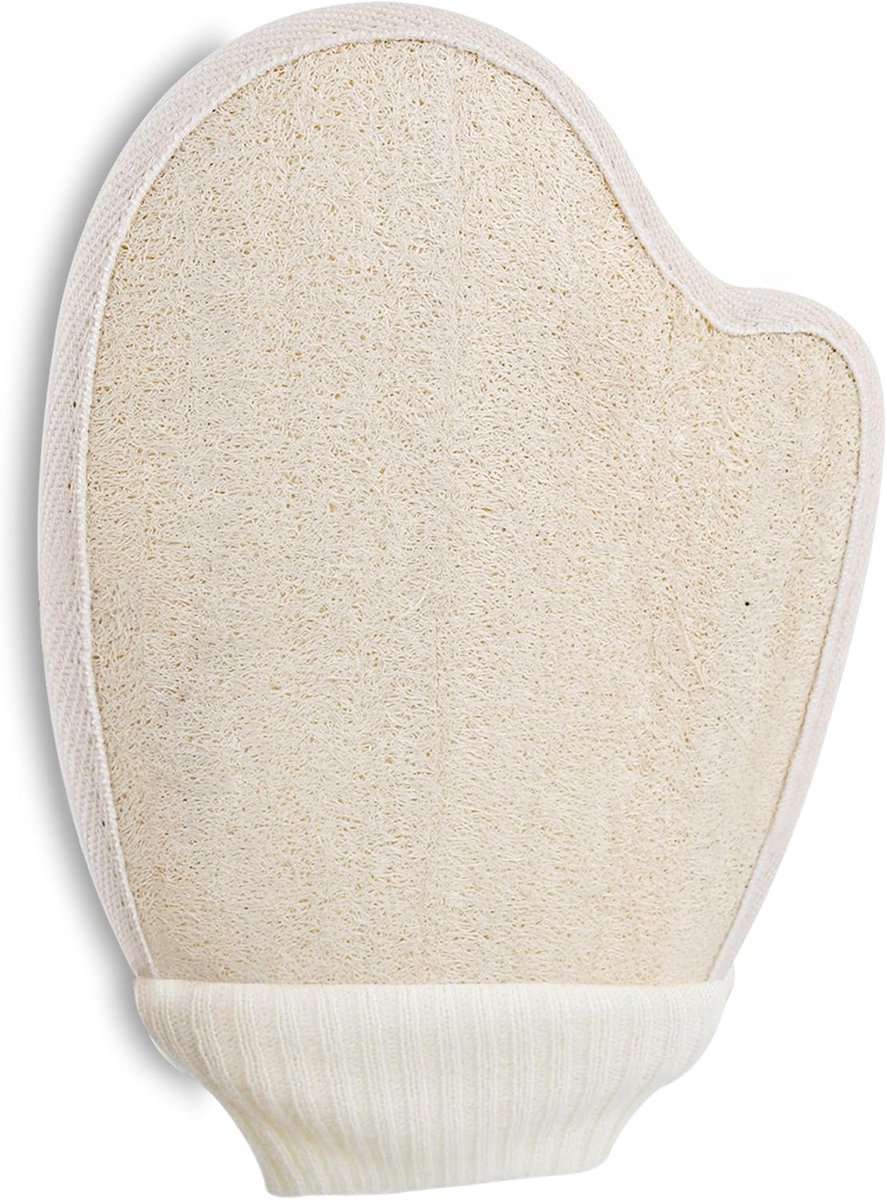 SnelShoppen - Natural Loofah Exfoliating Body Scrubber, Badloofah Exfoliator Mitt Handschoen Dubbellaags Luffa Spons Pad voor Mannen Vrouwen Ouderen (